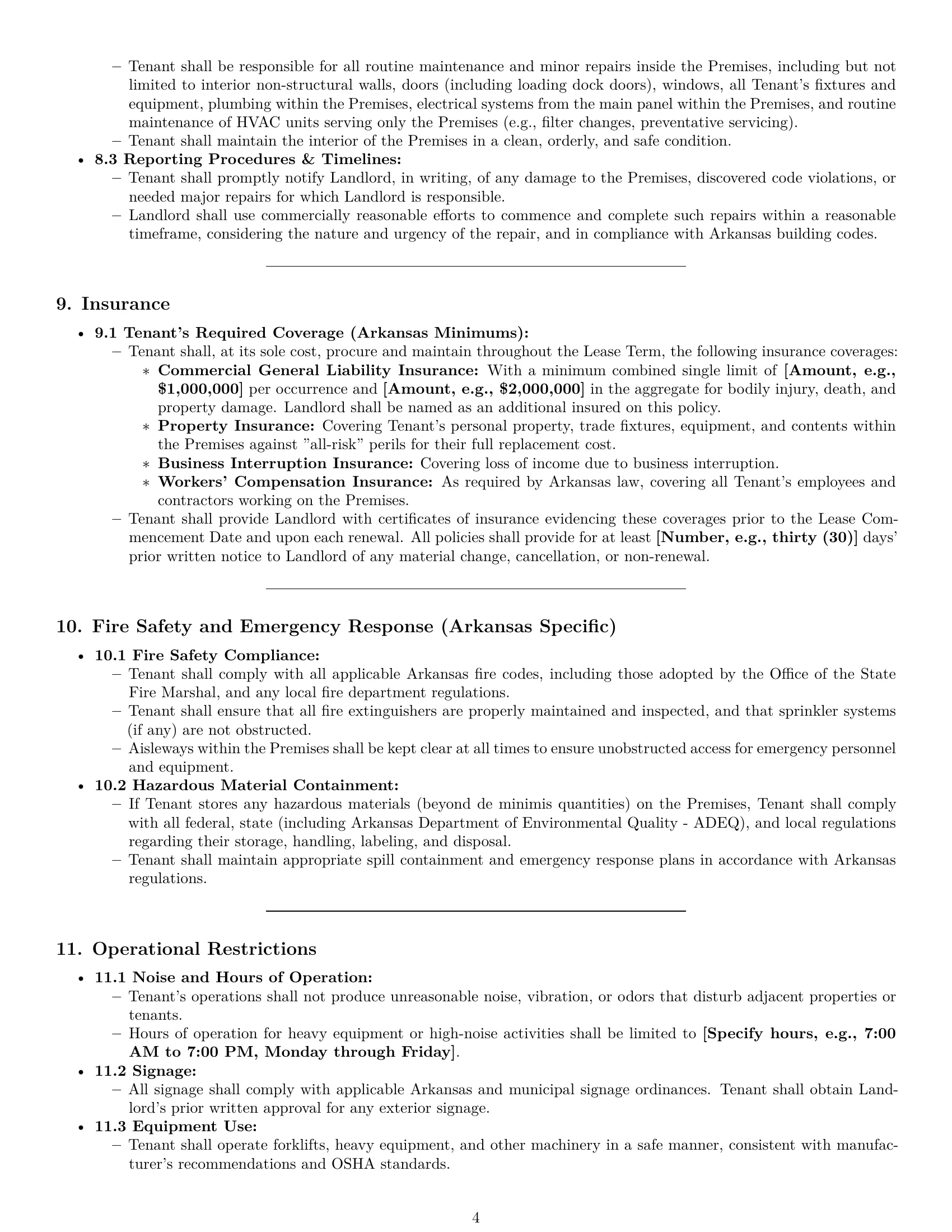 Preview page 4 of Pro Arkansas warehouse lease agreement template