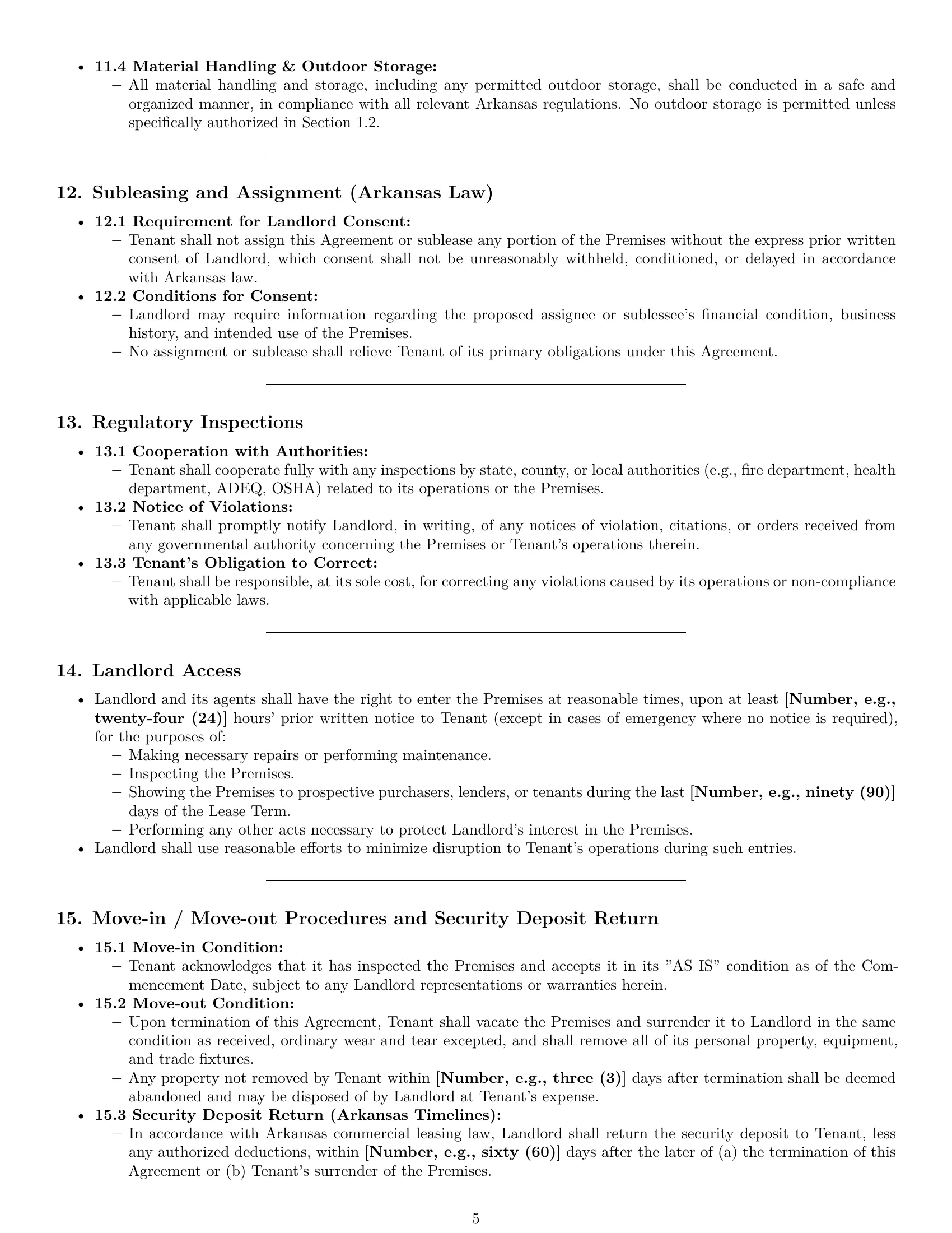 Preview page 5 of Pro Arkansas warehouse lease agreement template