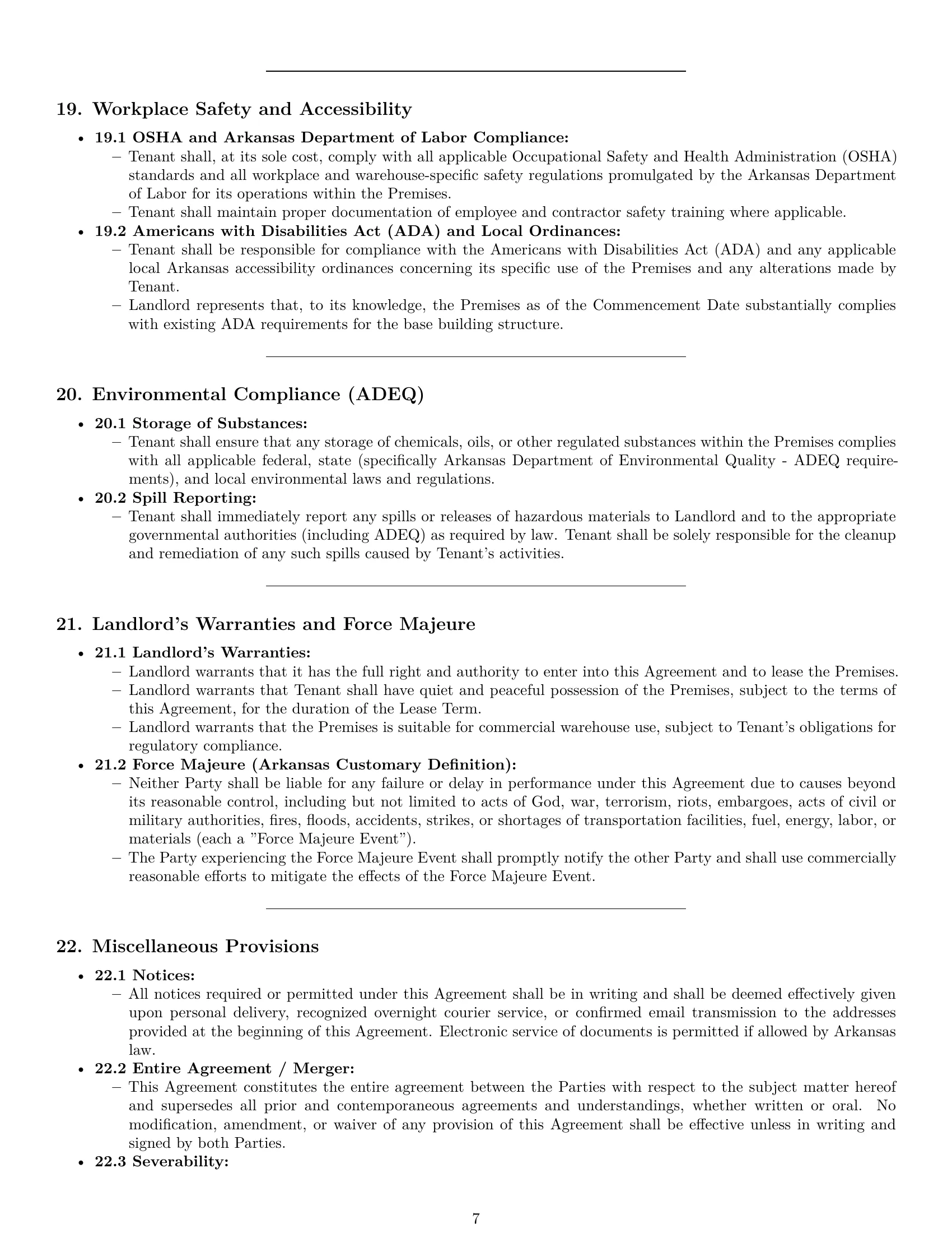 Preview page 7 of Pro Arkansas warehouse lease agreement template