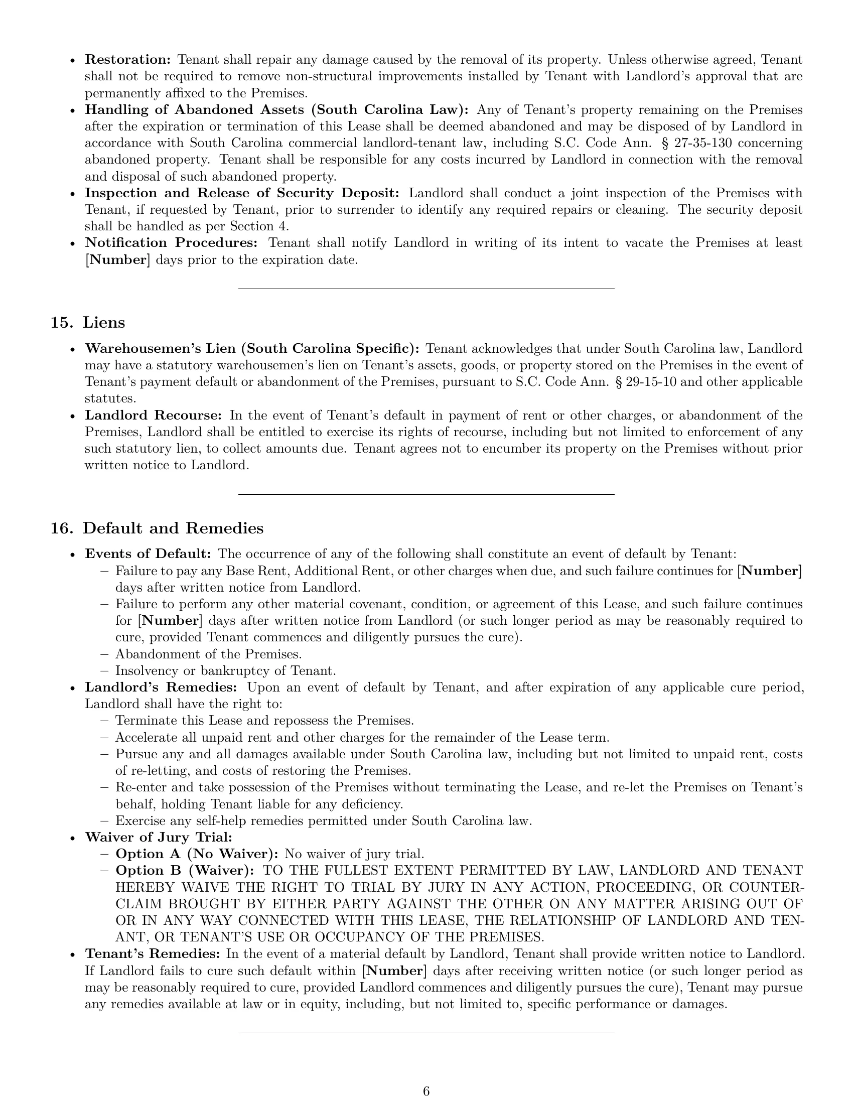Preview page 6 of Pro South Carolina warehouse lease agreement template