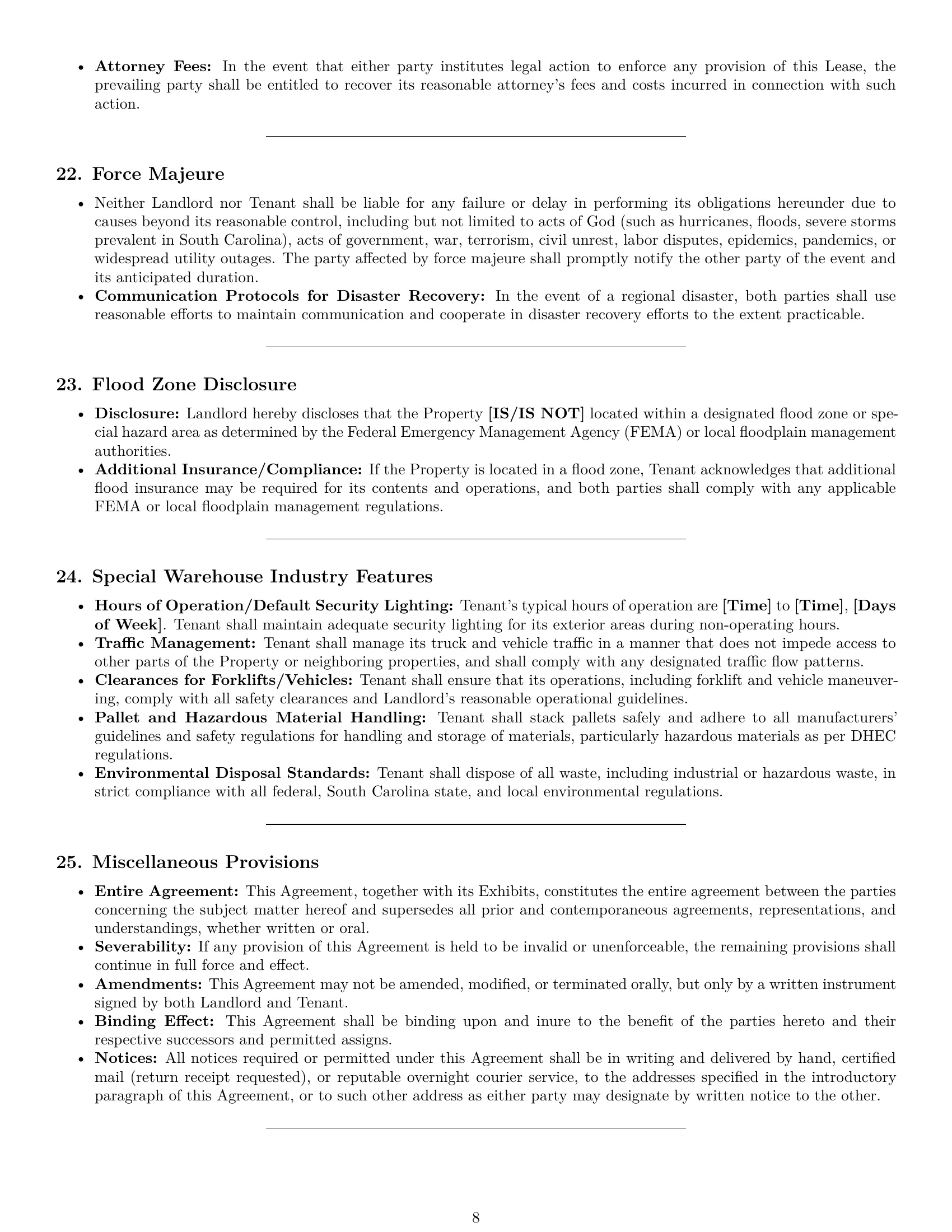 Preview page 8 of Pro South Carolina warehouse lease agreement template