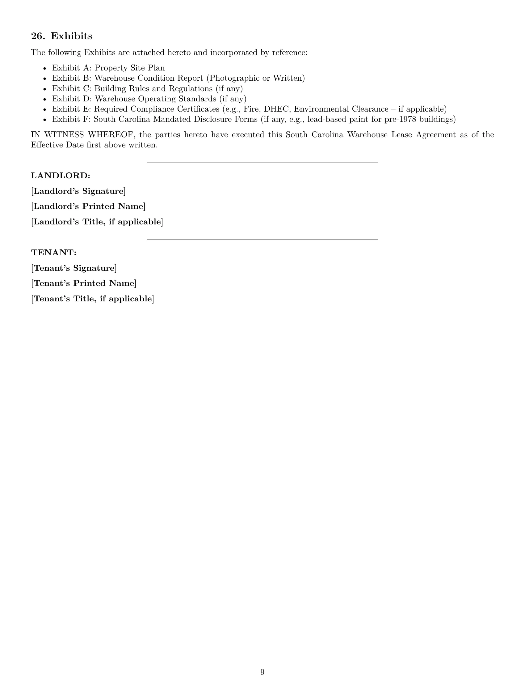 Preview page 9 of Pro South Carolina warehouse lease agreement template
