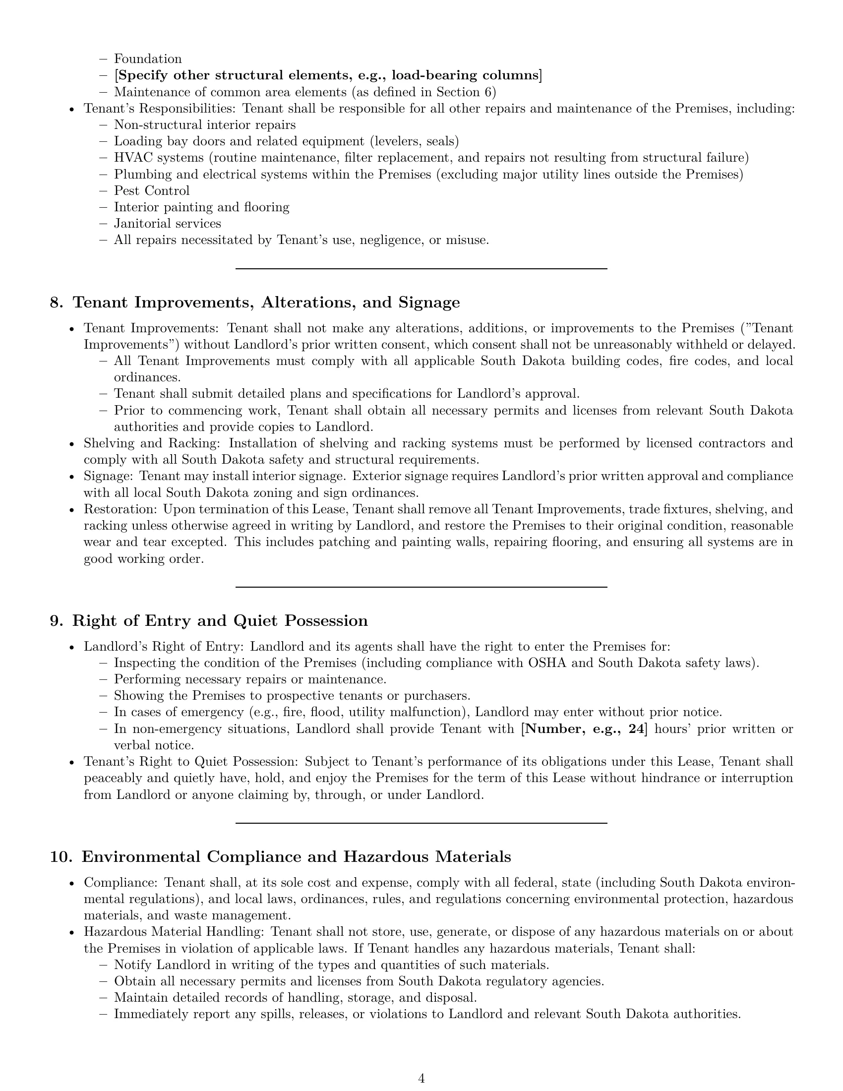 Preview page 4 of Pro South Dakota warehouse lease agreement template