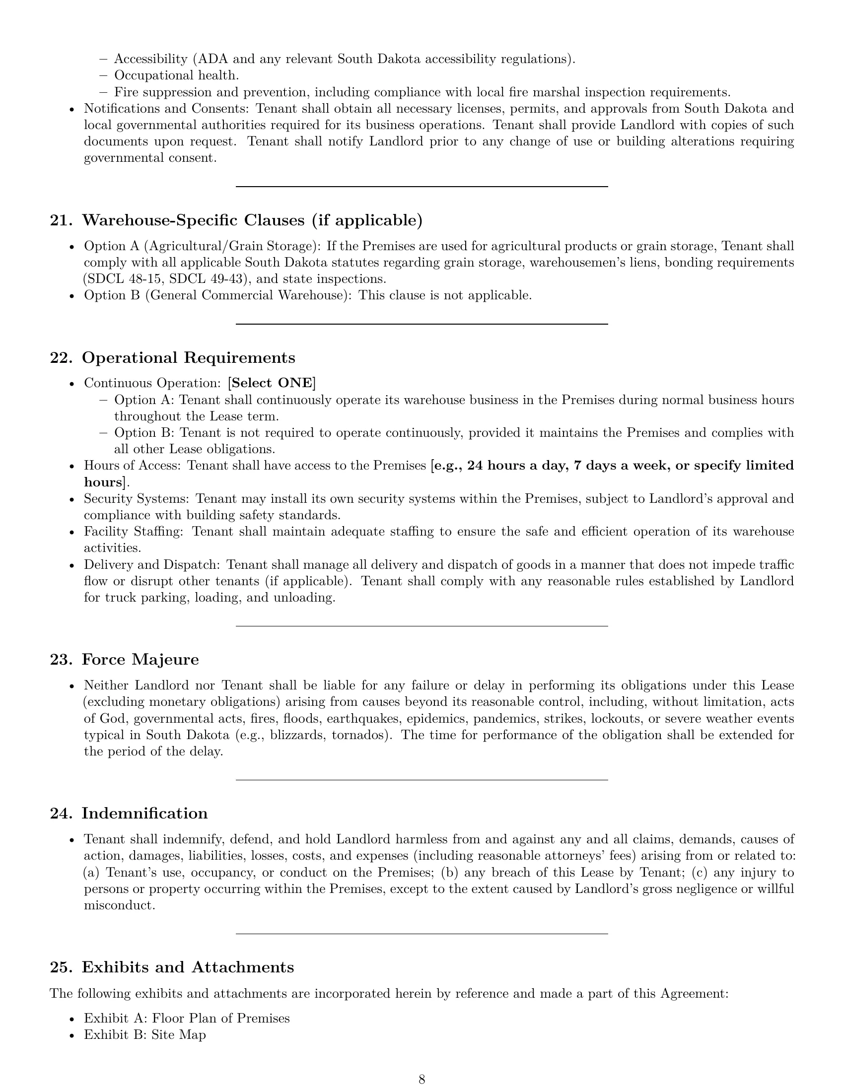 Preview page 8 of Pro South Dakota warehouse lease agreement template