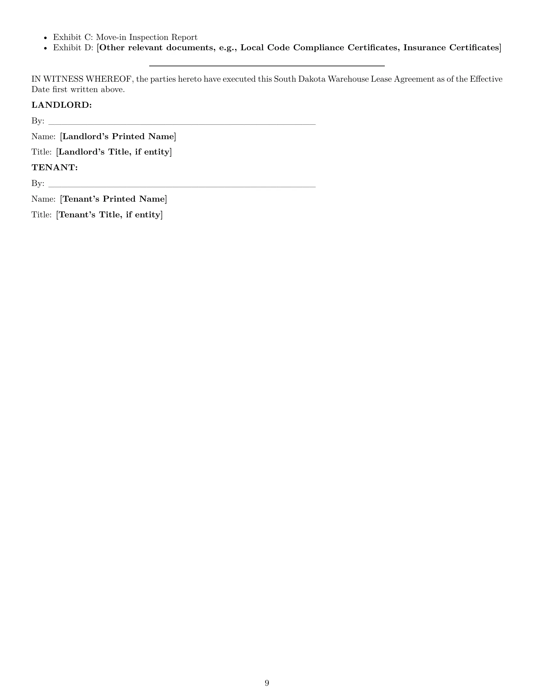 Preview page 9 of Pro South Dakota warehouse lease agreement template