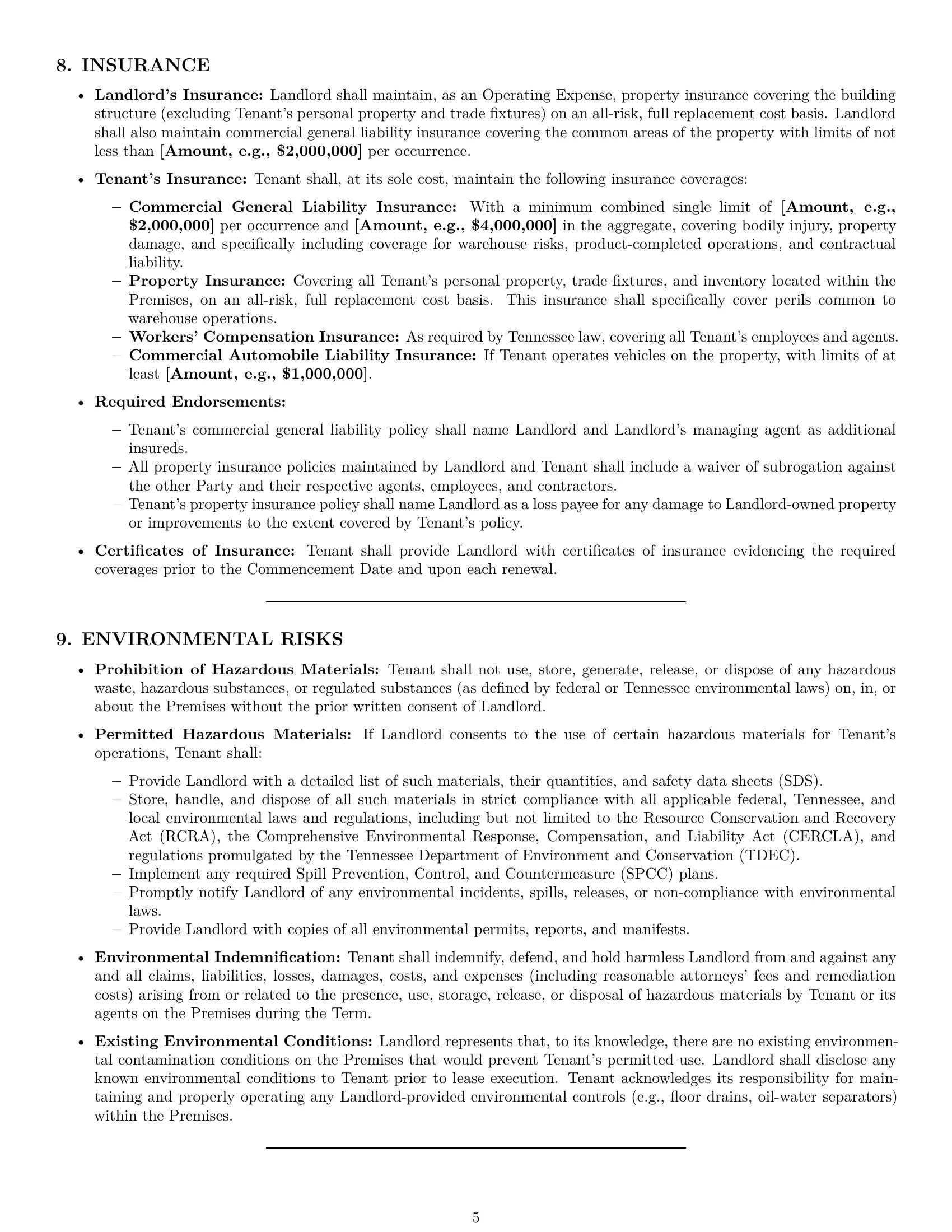 Preview page 5 of Pro Tennessee warehouse lease agreement template