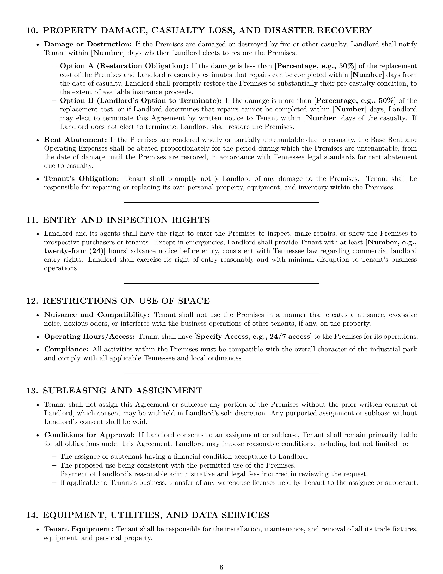 Preview page 6 of Pro Tennessee warehouse lease agreement template