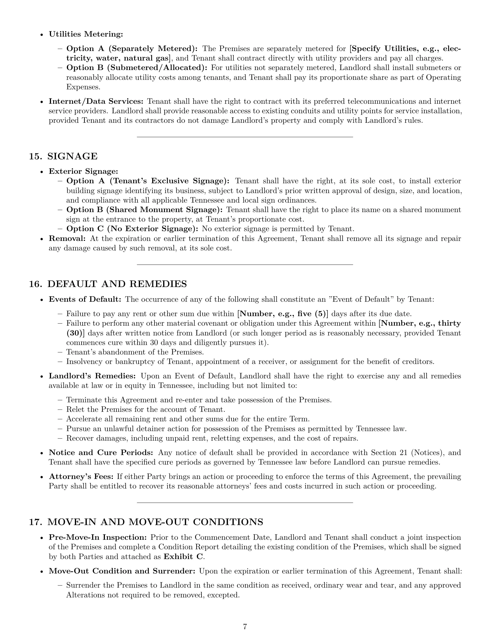 Preview page 7 of Pro Tennessee warehouse lease agreement template