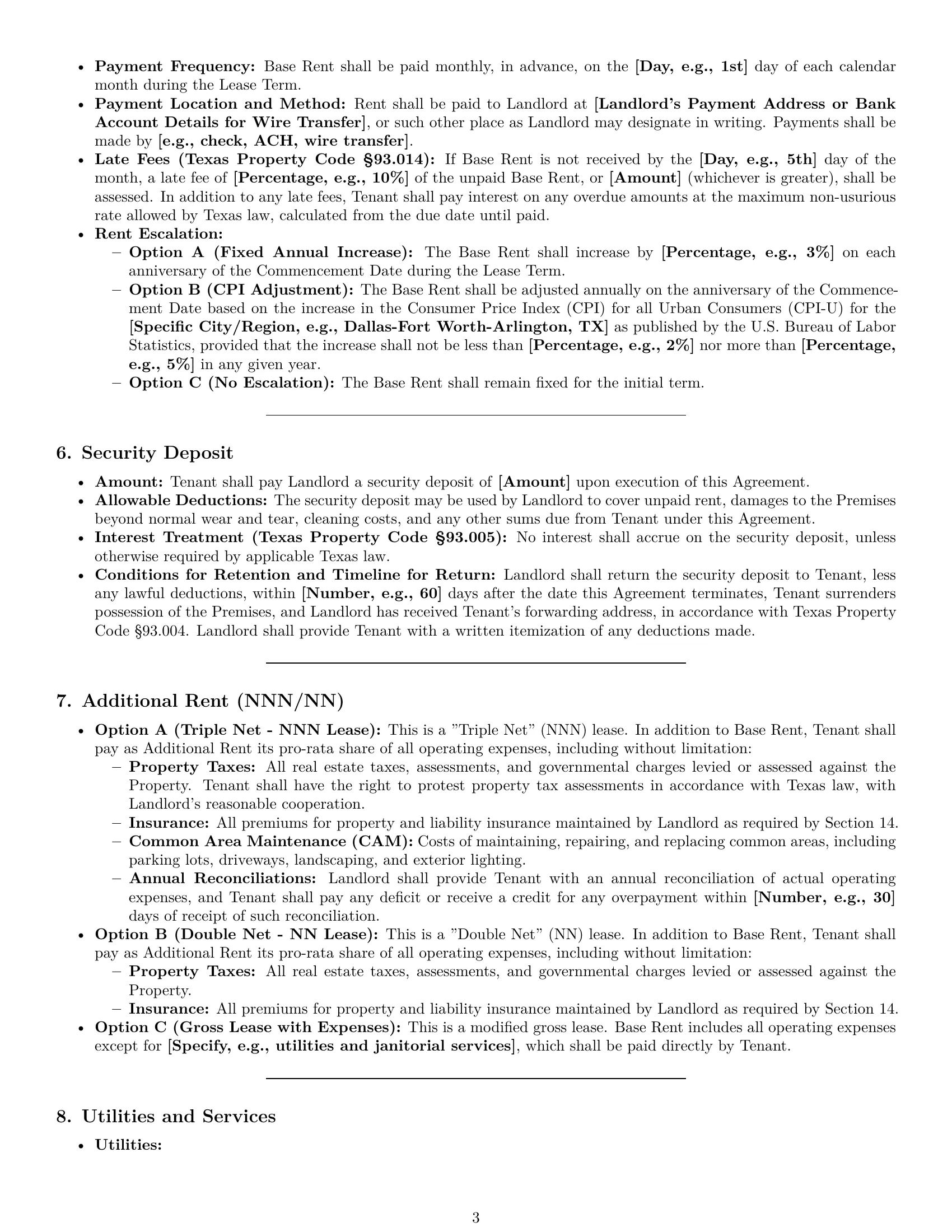 Preview page 3 of Pro Texas warehouse lease agreement template