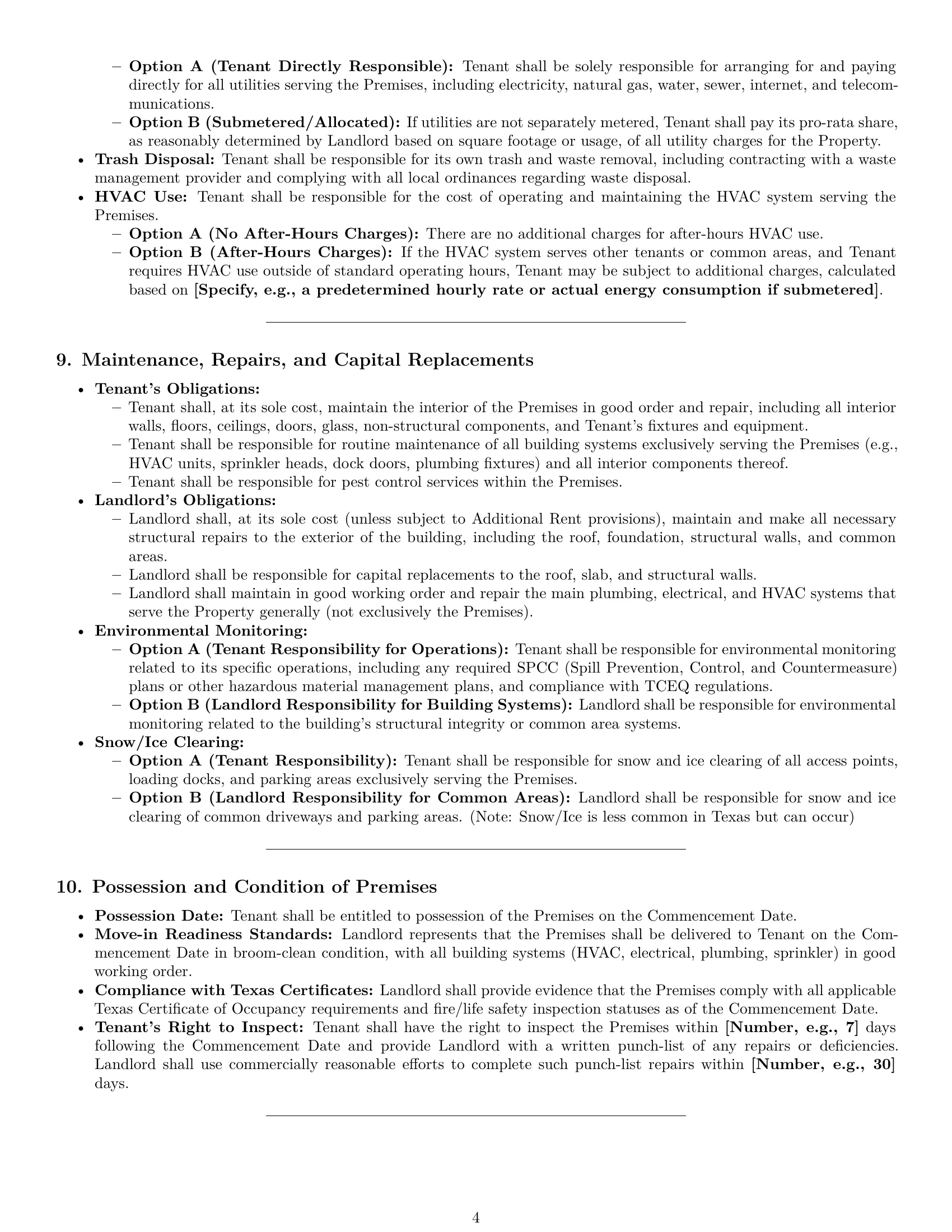 Preview page 4 of Pro Texas warehouse lease agreement template