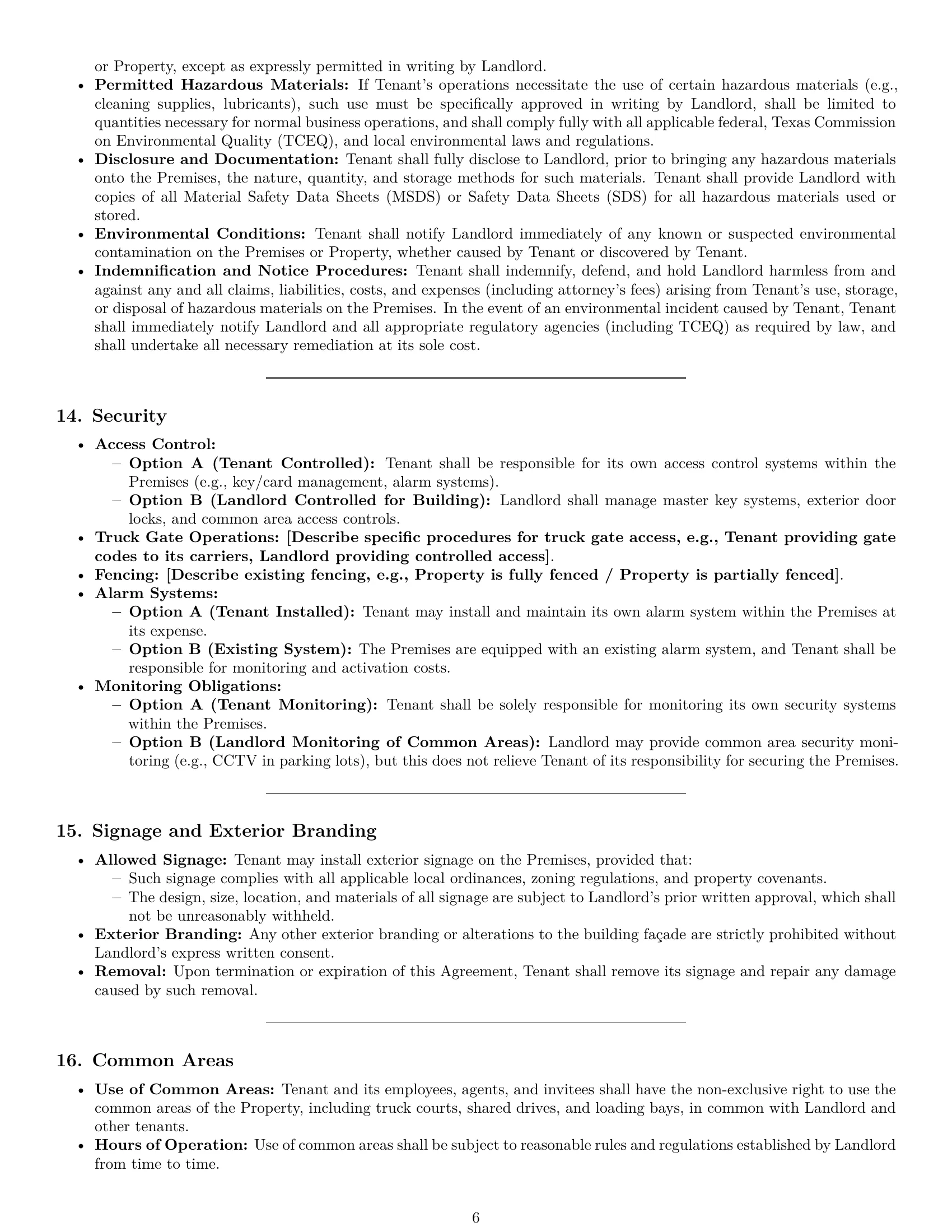 Preview page 6 of Pro Texas warehouse lease agreement template