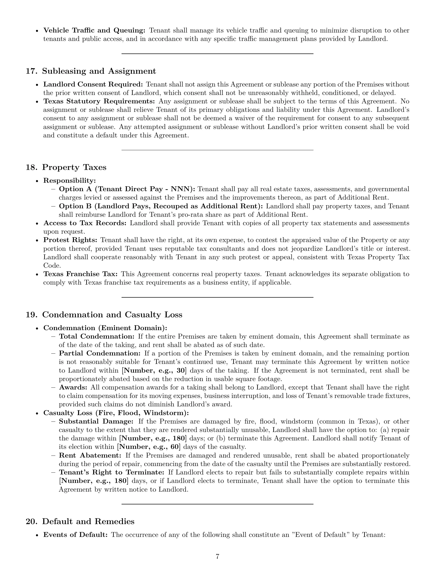 Preview page 7 of Pro Texas warehouse lease agreement template