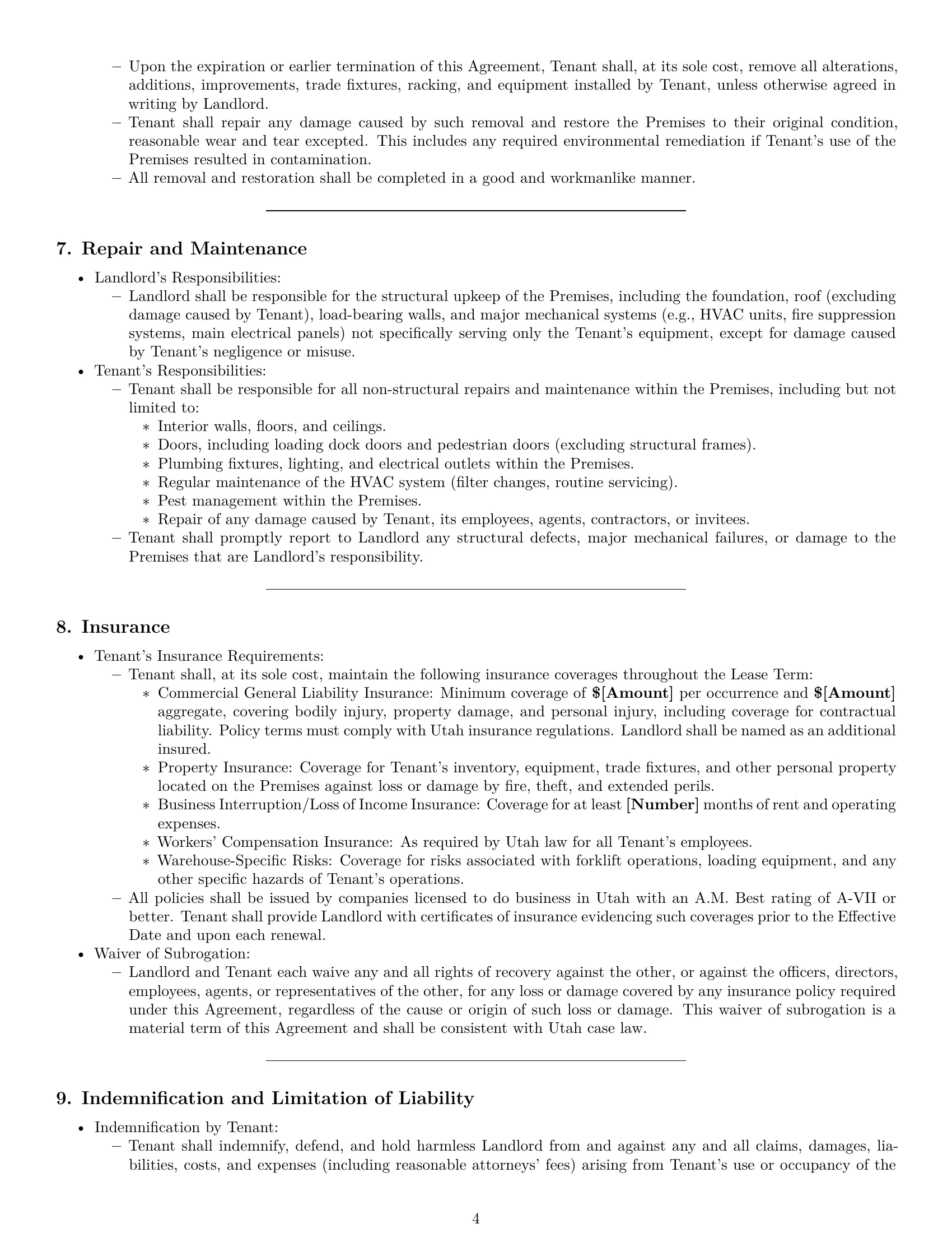 Preview page 4 of Pro Utah warehouse lease agreement template