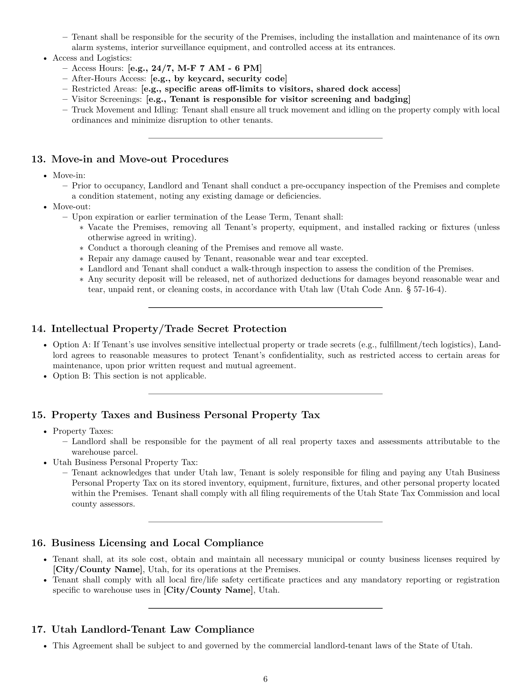 Preview page 6 of Pro Utah warehouse lease agreement template