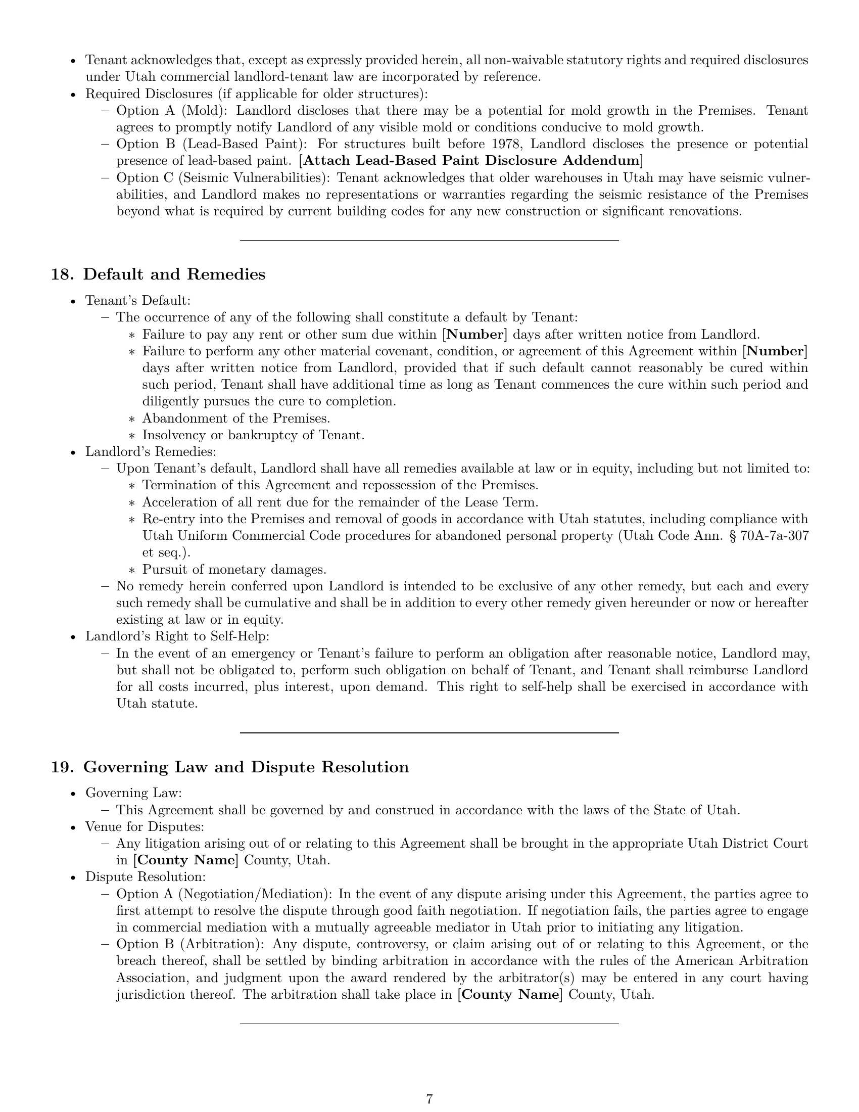 Preview page 7 of Pro Utah warehouse lease agreement template