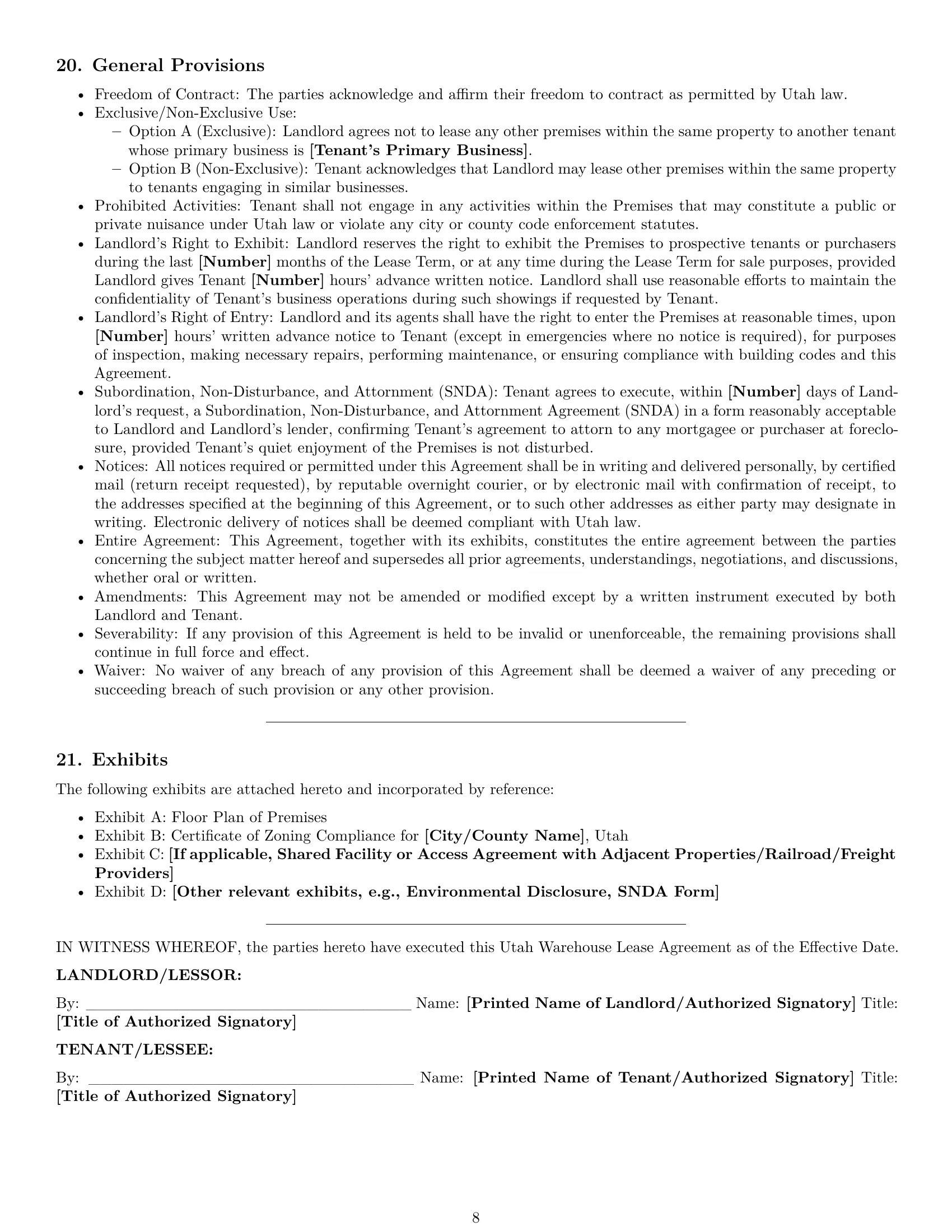 Preview page 8 of Pro Utah warehouse lease agreement template
