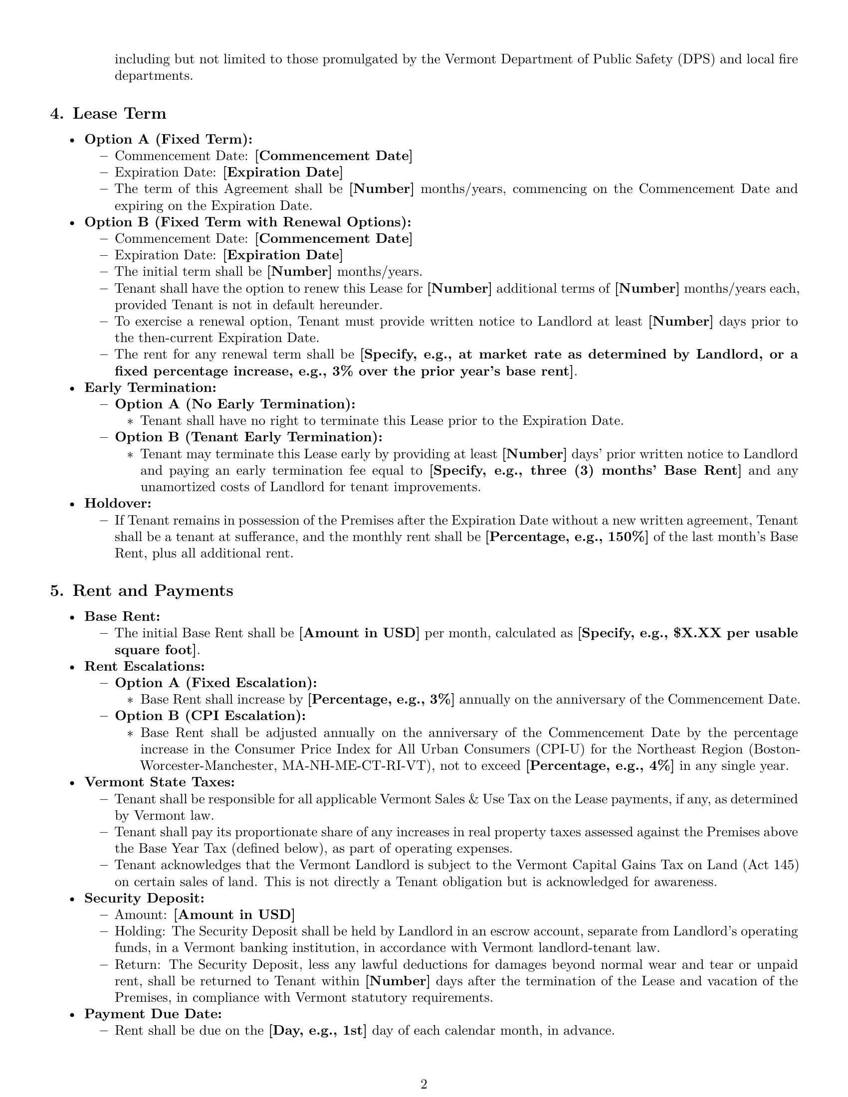 Preview page 2 of Pro Vermont warehouse lease agreement template