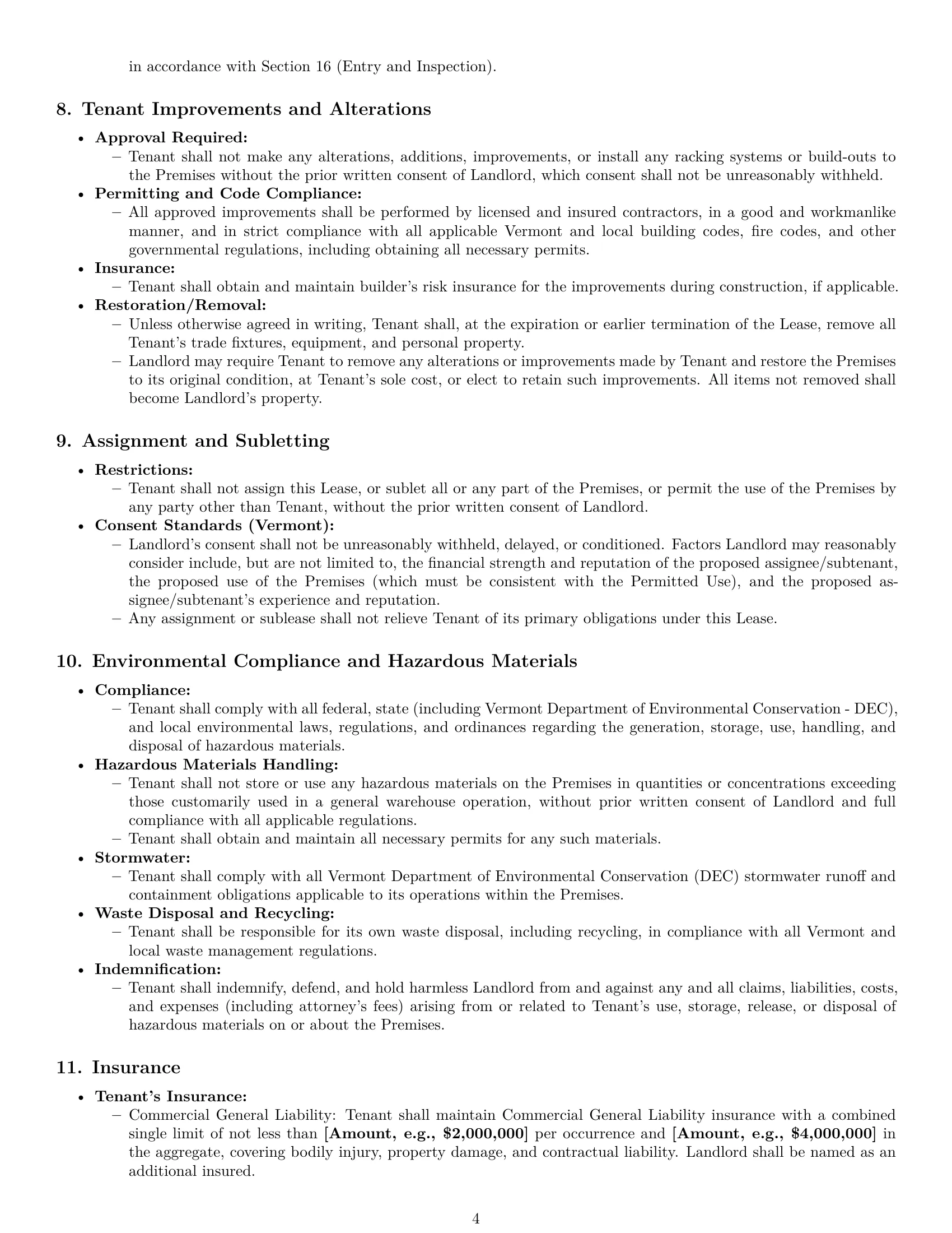 Preview page 4 of Pro Vermont warehouse lease agreement template