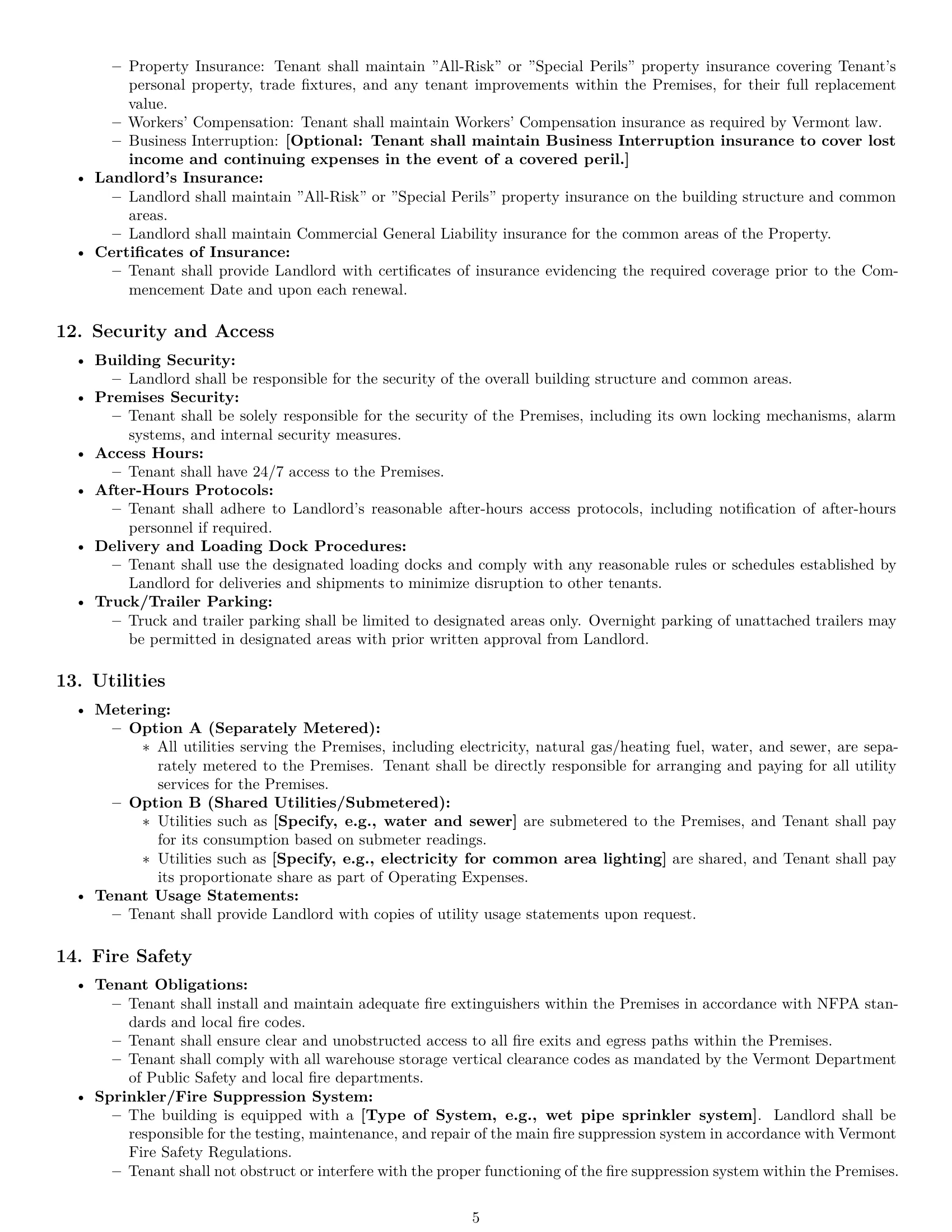 Preview page 5 of Pro Vermont warehouse lease agreement template