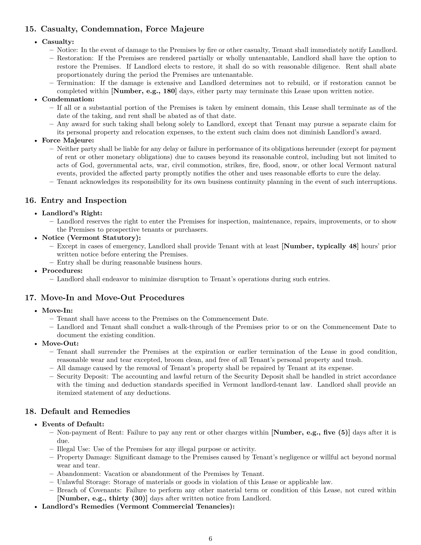Preview page 6 of Pro Vermont warehouse lease agreement template
