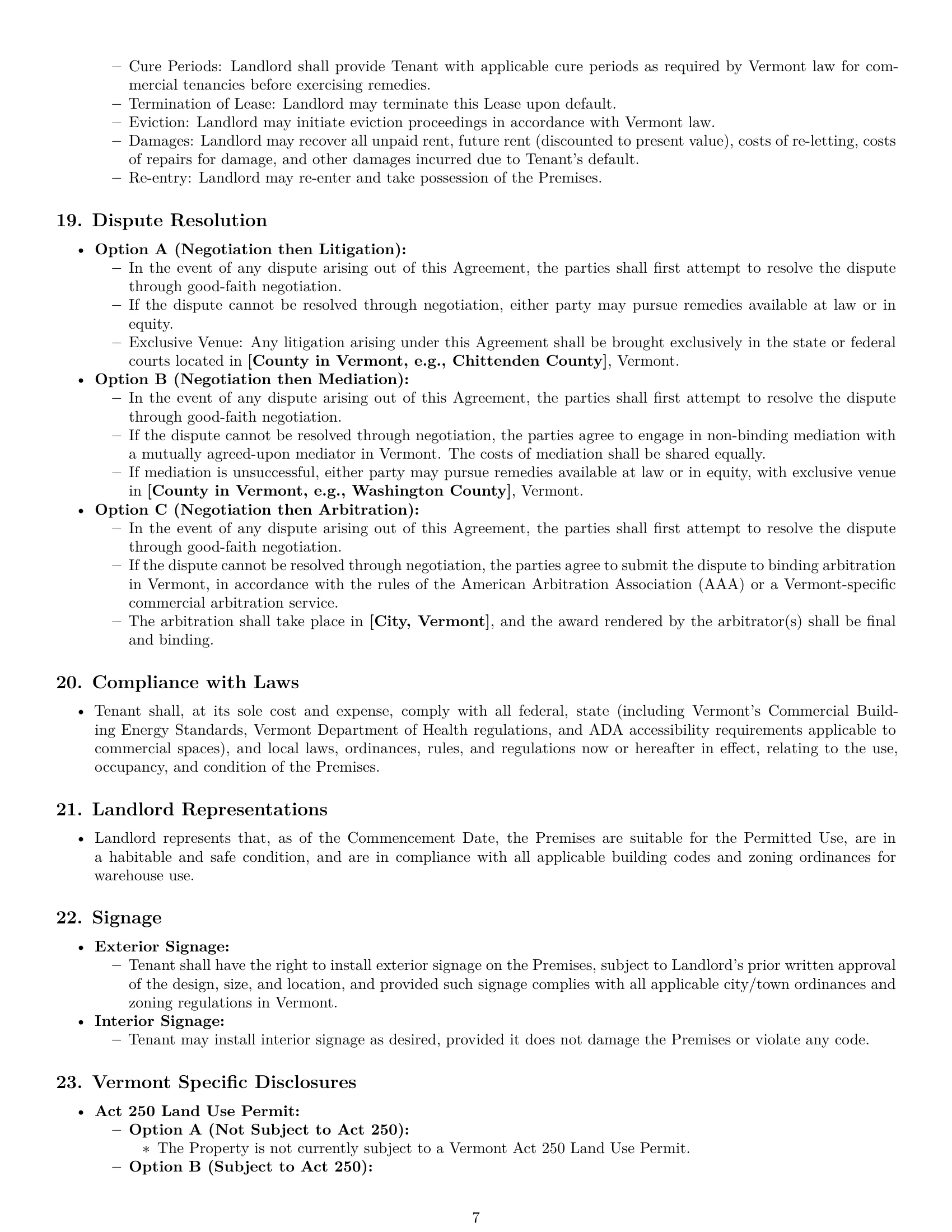 Preview page 7 of Pro Vermont warehouse lease agreement template