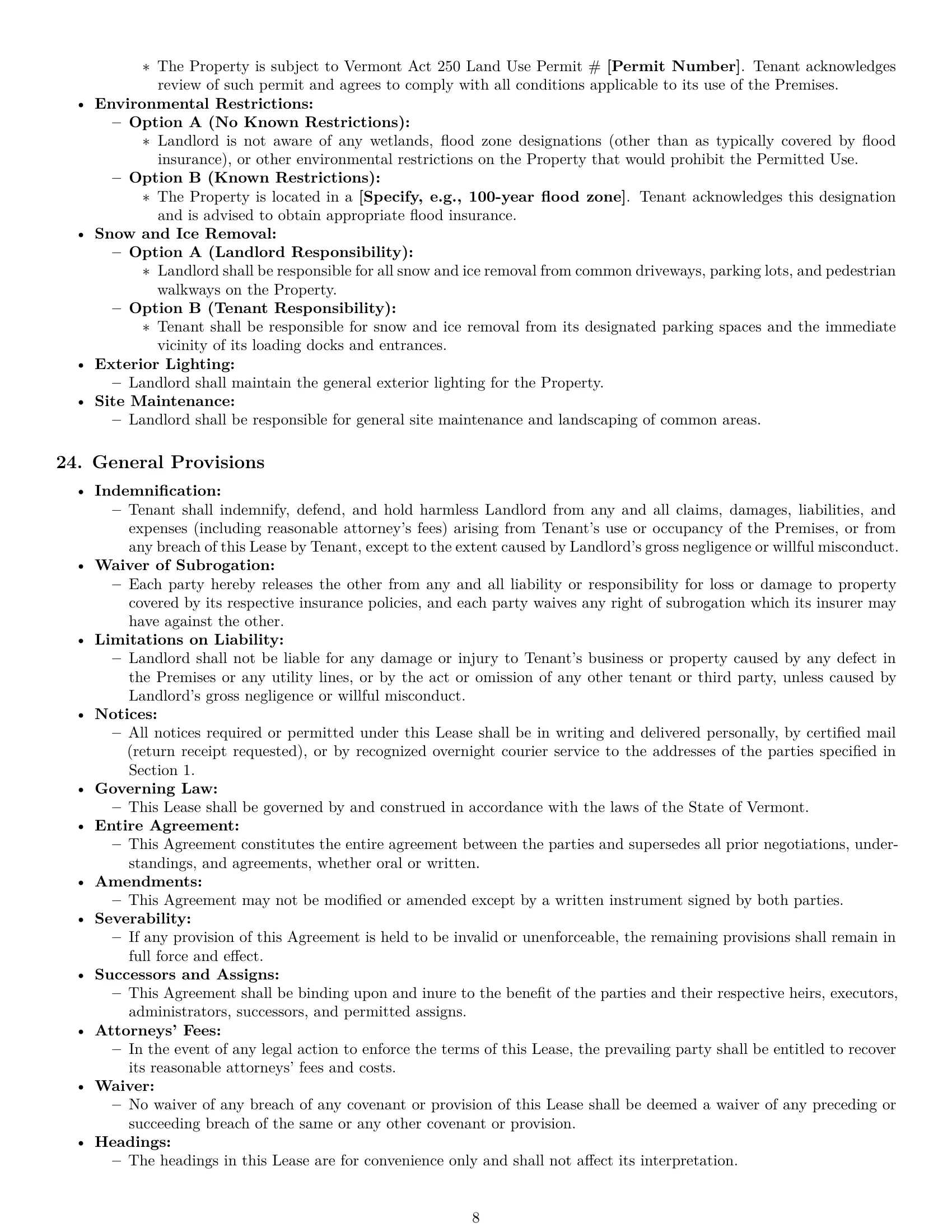 Preview page 8 of Pro Vermont warehouse lease agreement template