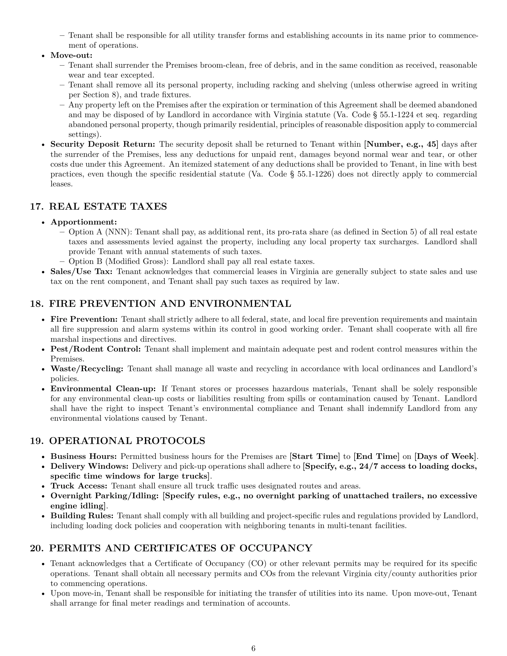 Preview page 6 of Pro Virginia warehouse lease agreement template