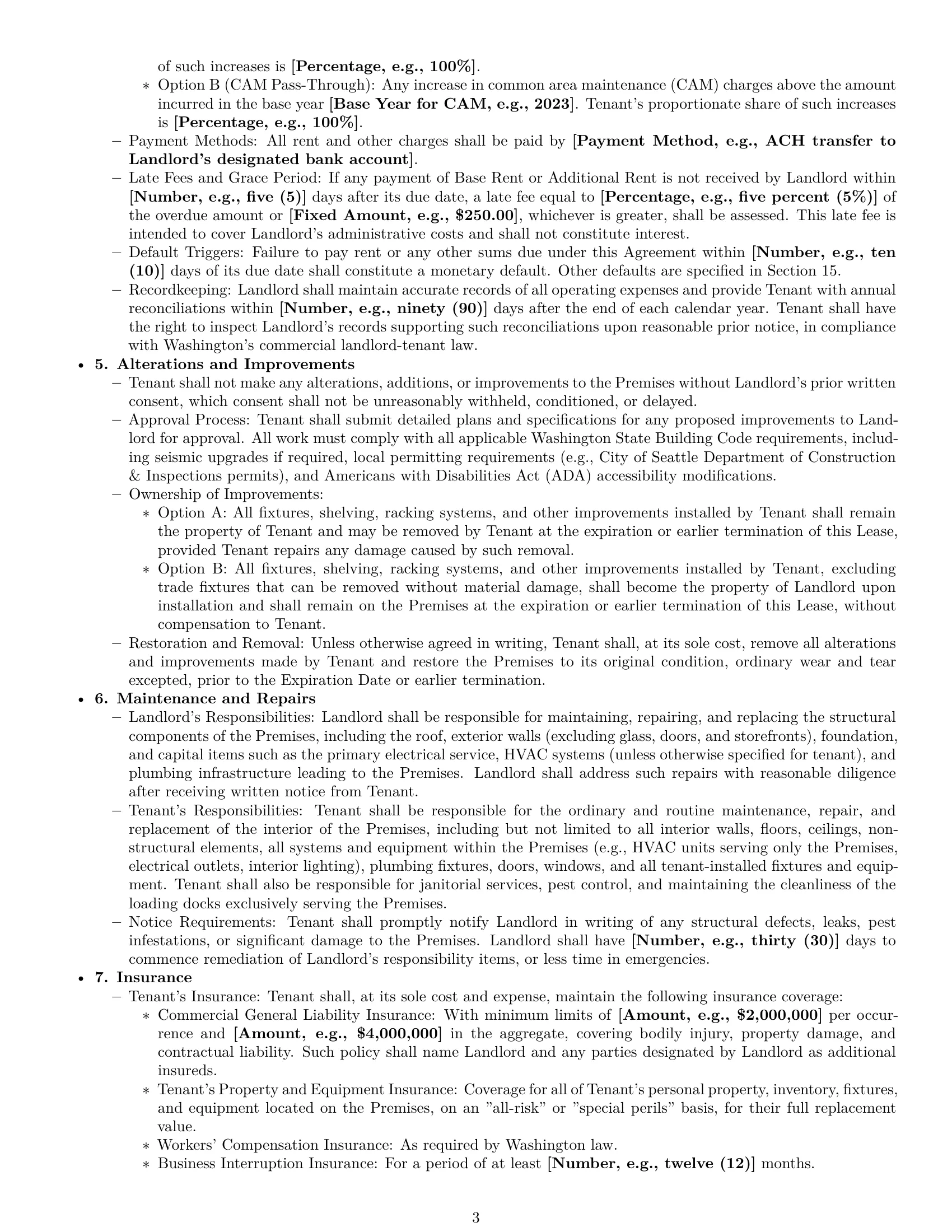 Preview page 3 of Pro Washington warehouse lease agreement template