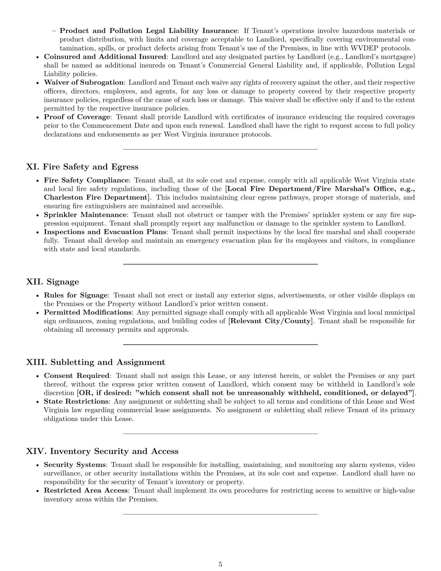 Preview page 5 of Pro West Virginia warehouse lease agreement template