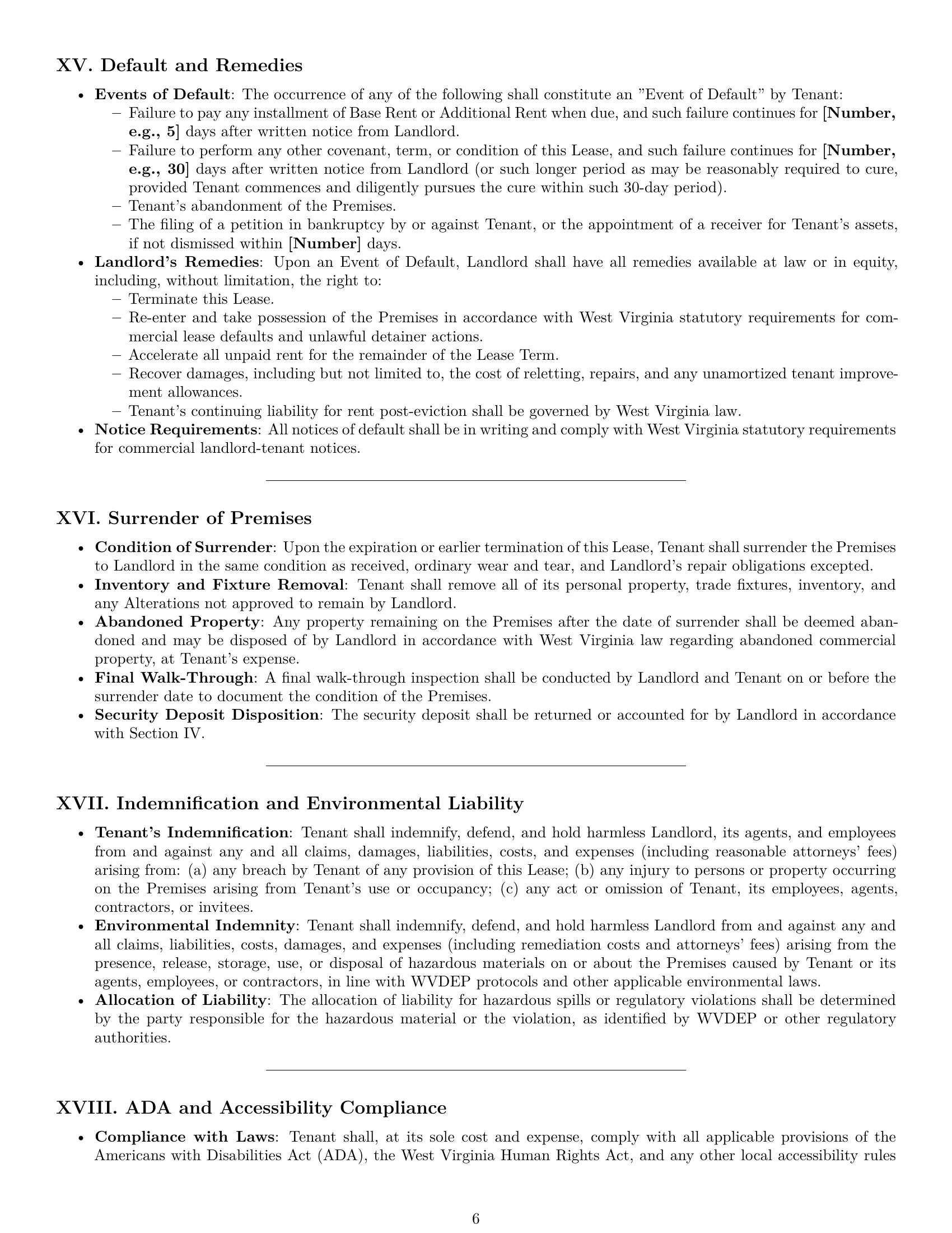 Preview page 6 of Pro West Virginia warehouse lease agreement template