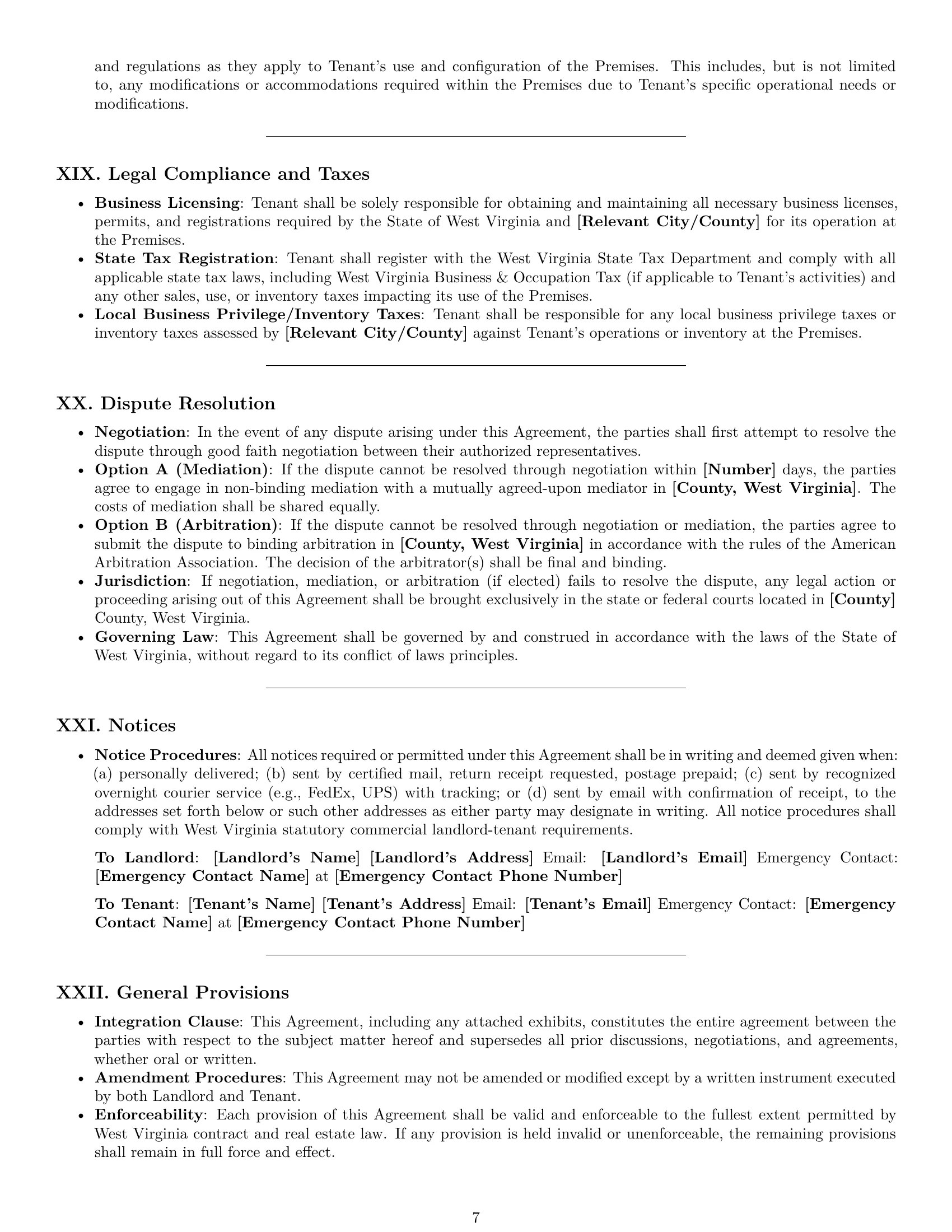 Preview page 7 of Pro West Virginia warehouse lease agreement template