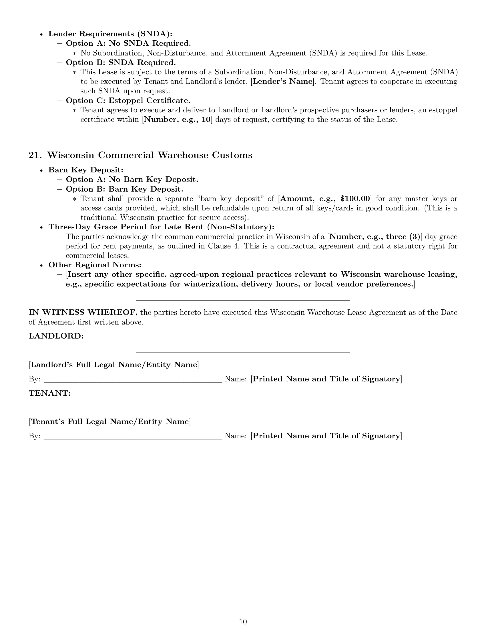 Preview page 10 of Pro Wisconsin warehouse lease agreement template