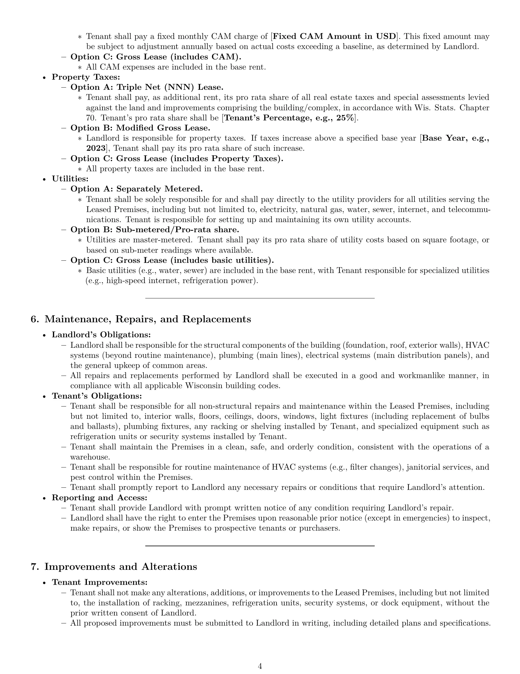 Preview page 4 of Pro Wisconsin warehouse lease agreement template