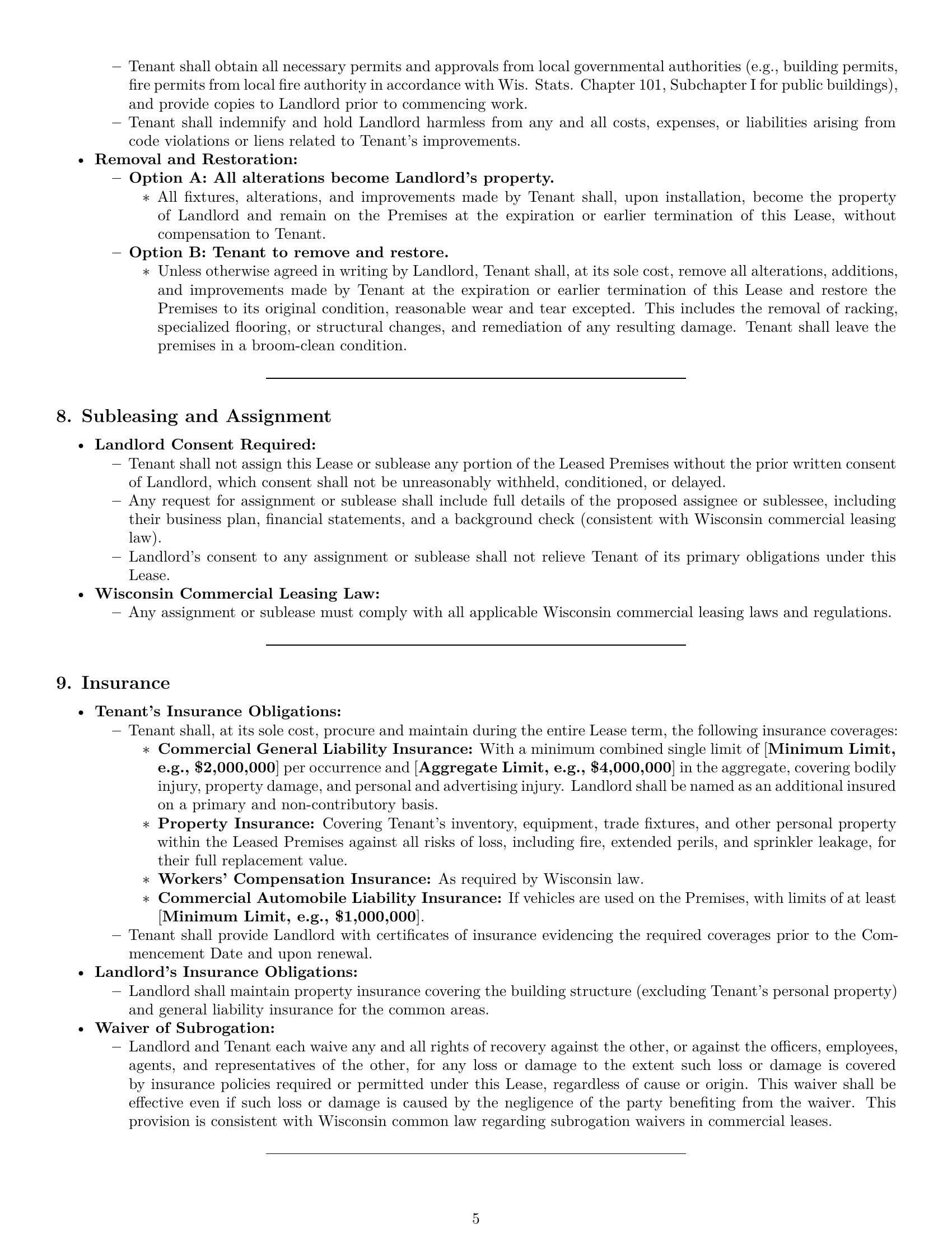Preview page 5 of Pro Wisconsin warehouse lease agreement template
