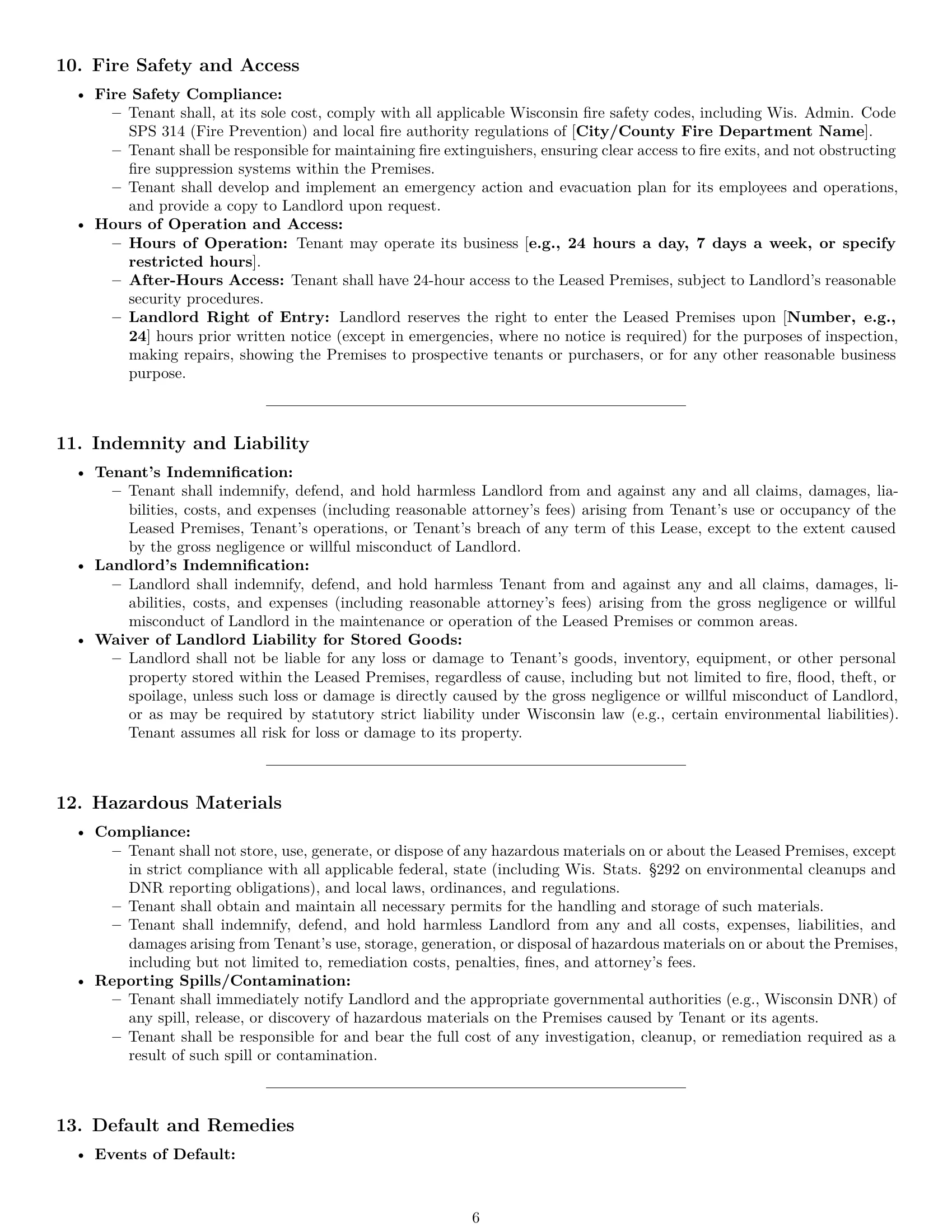 Preview page 6 of Pro Wisconsin warehouse lease agreement template