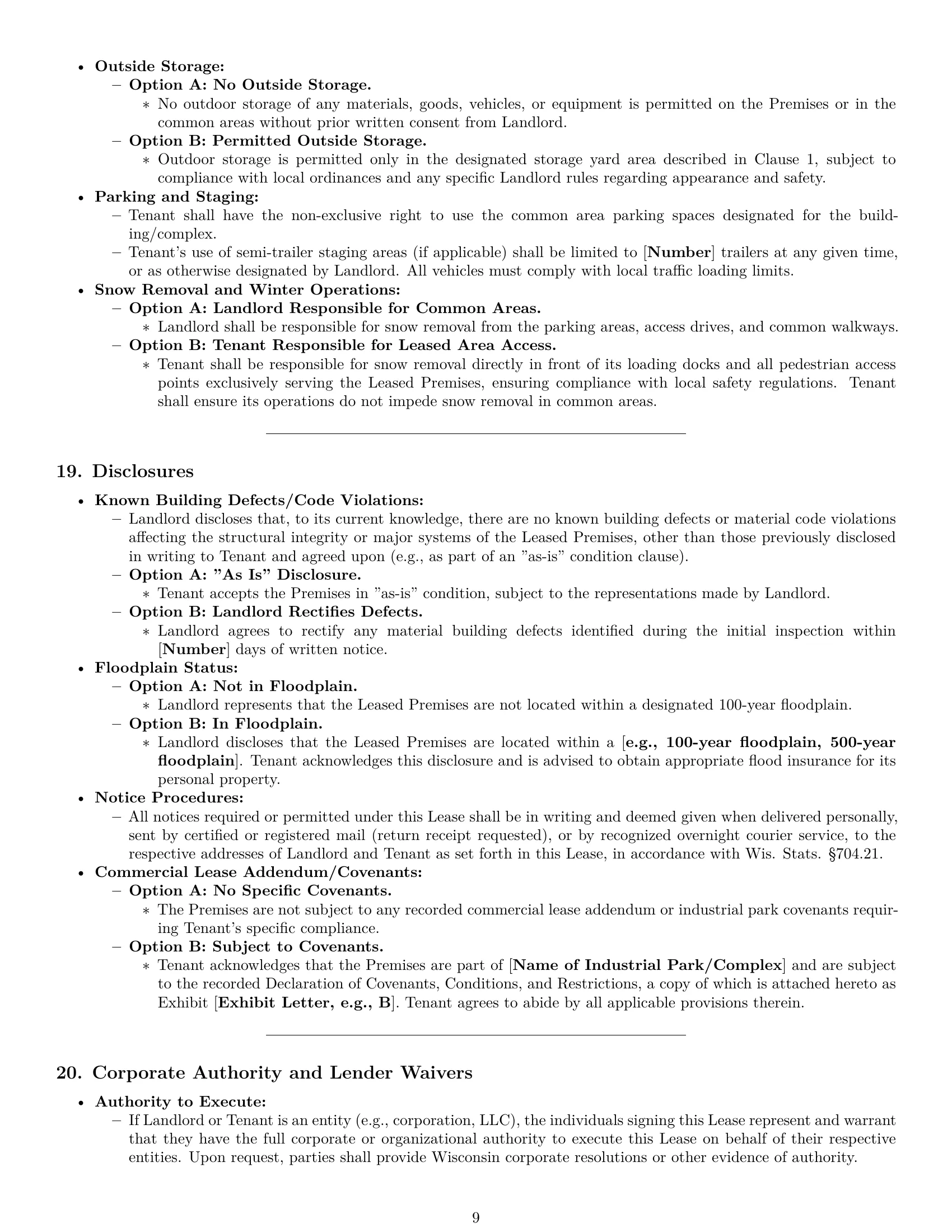 Preview page 9 of Pro Wisconsin warehouse lease agreement template