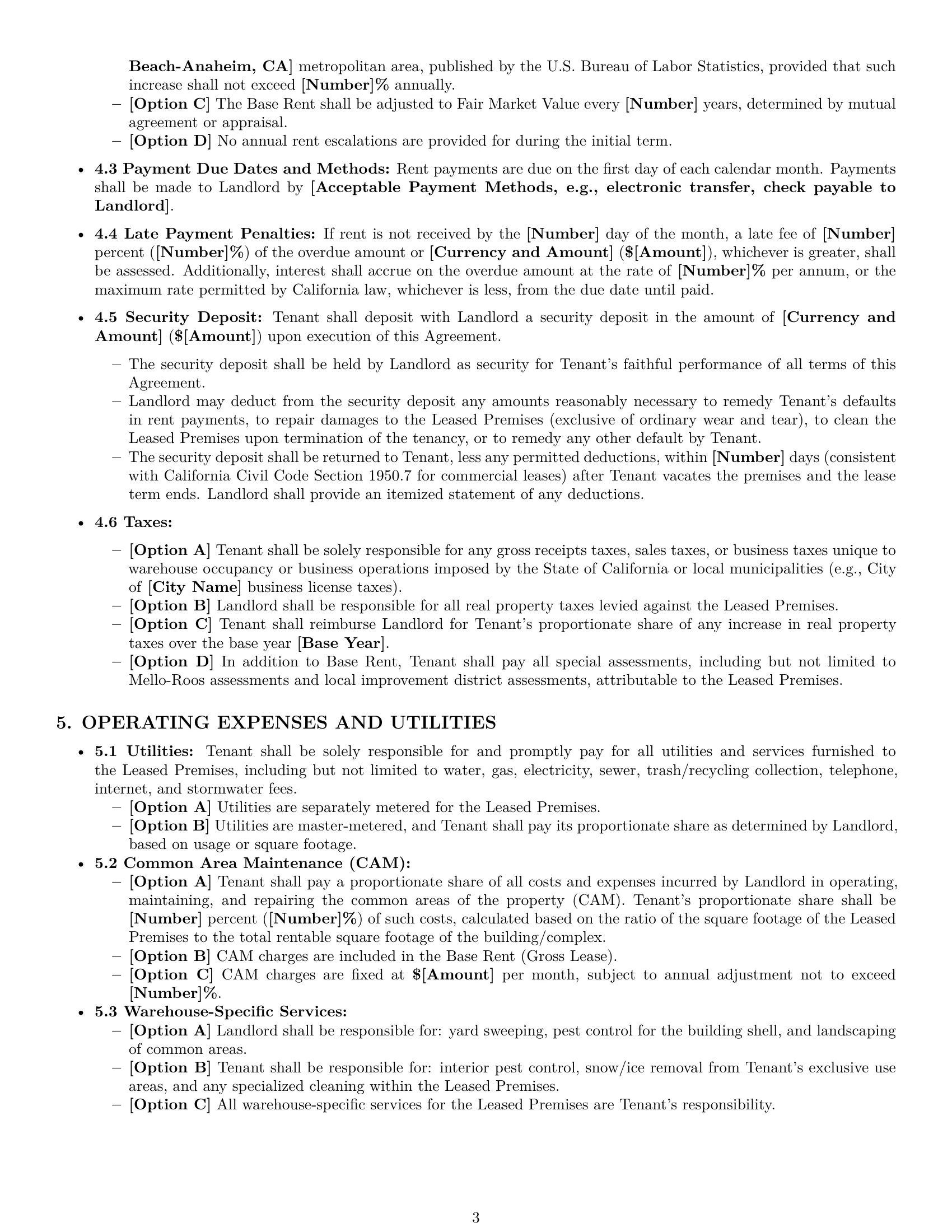 Preview page 3 of Pro California warehouse lease agreement template