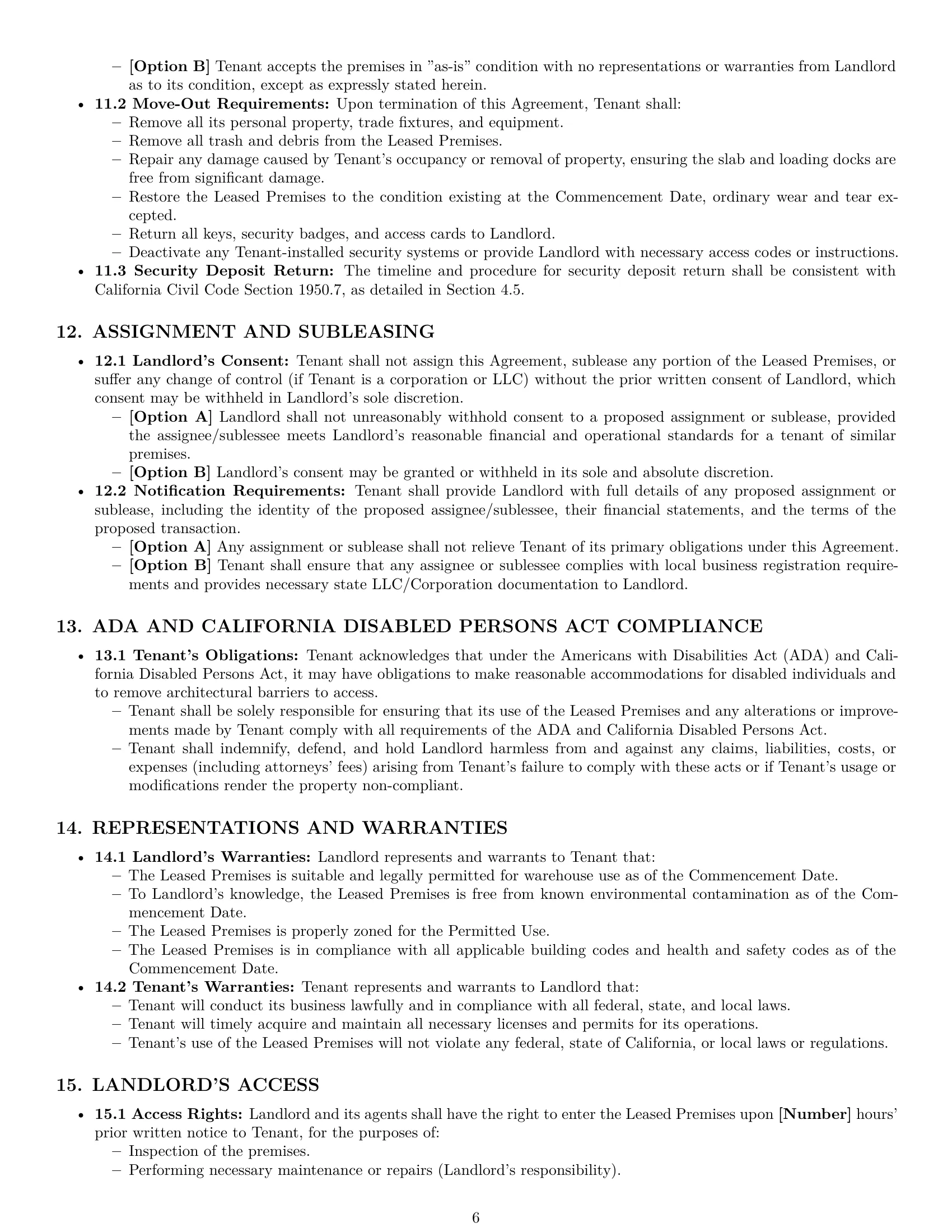 Preview page 6 of Pro California warehouse lease agreement template