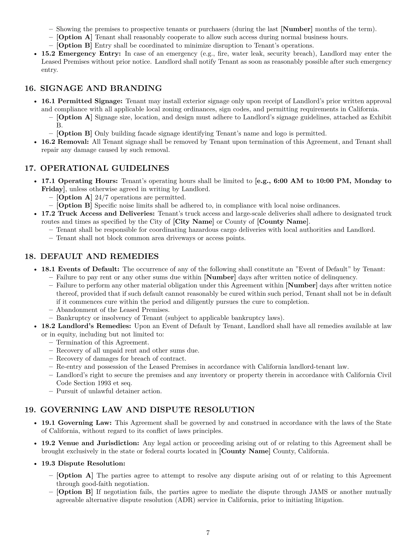 Preview page 7 of Pro California warehouse lease agreement template