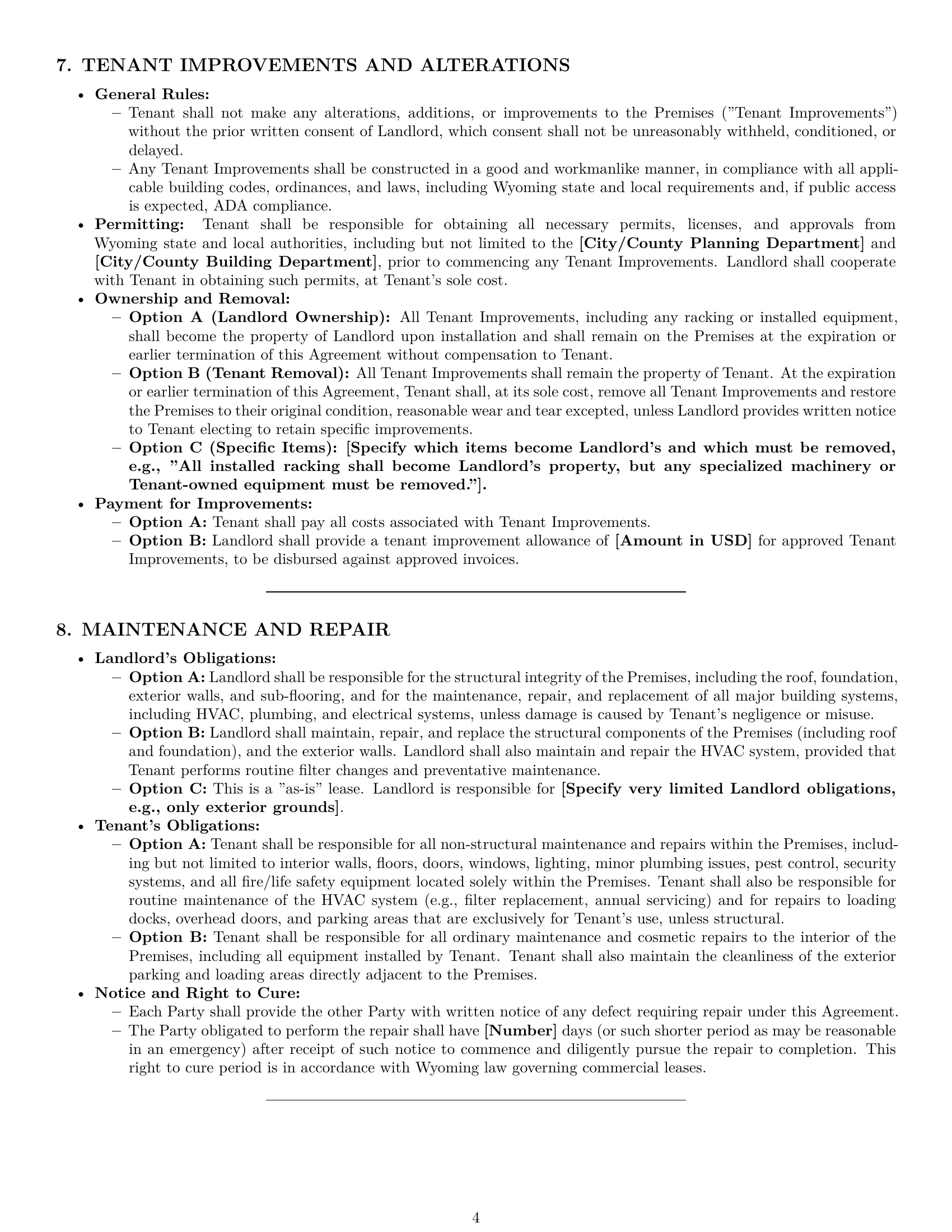 Preview page 4 of Pro Wyoming warehouse lease agreement template