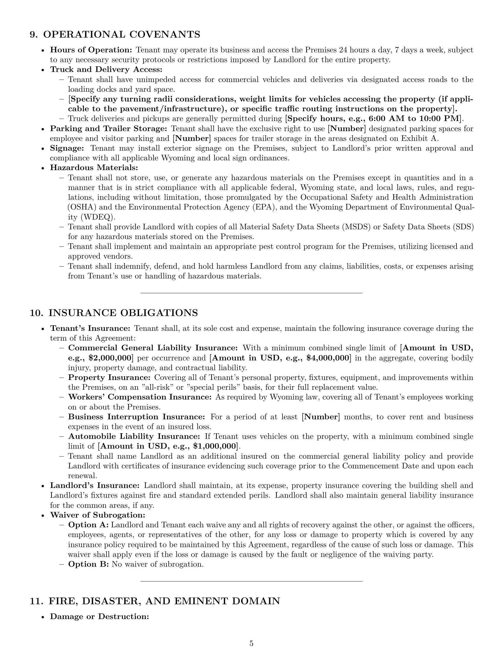 Preview page 5 of Pro Wyoming warehouse lease agreement template