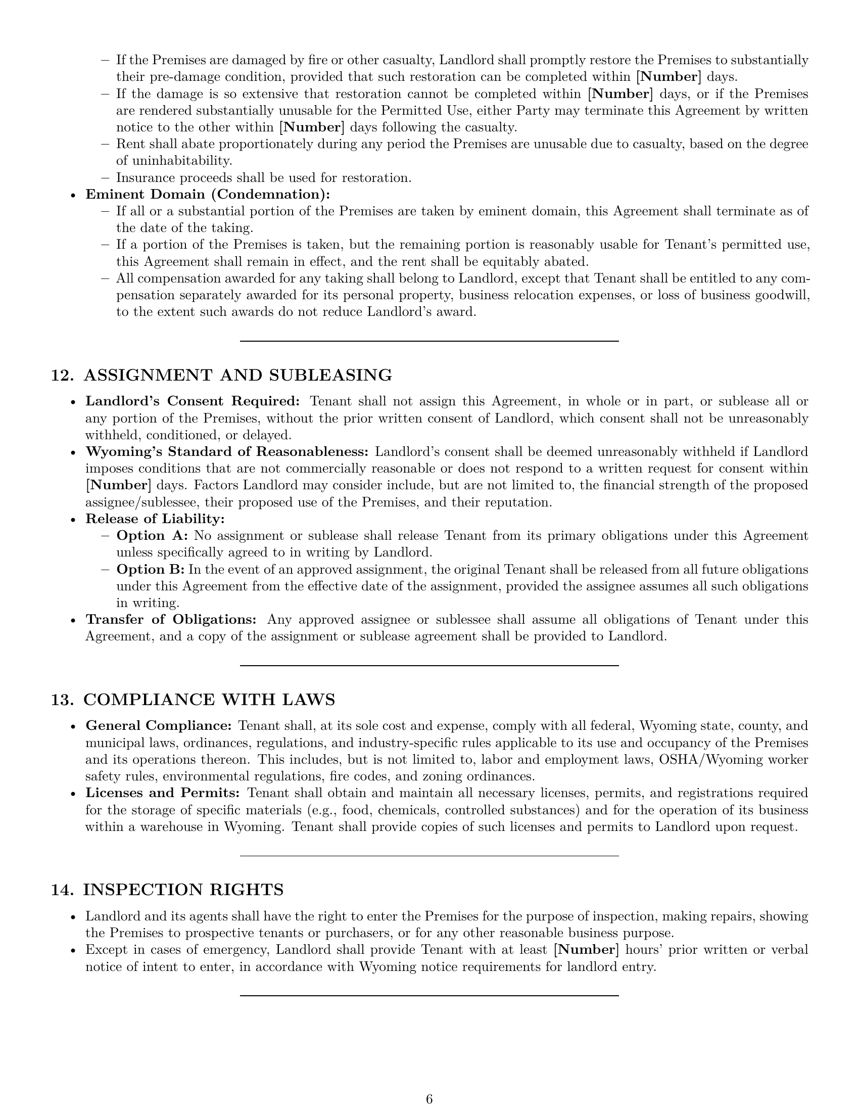 Preview page 6 of Pro Wyoming warehouse lease agreement template