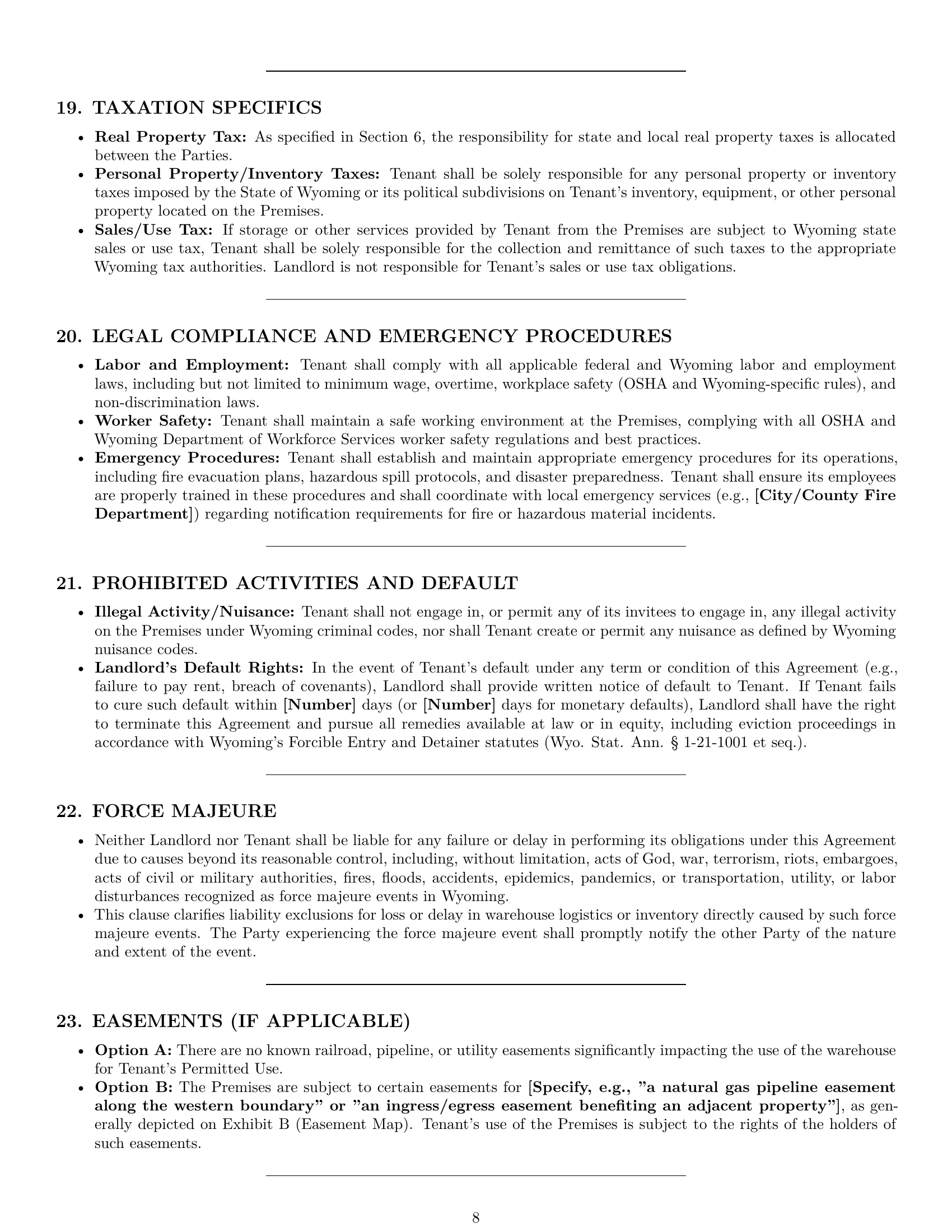 Preview page 8 of Pro Wyoming warehouse lease agreement template