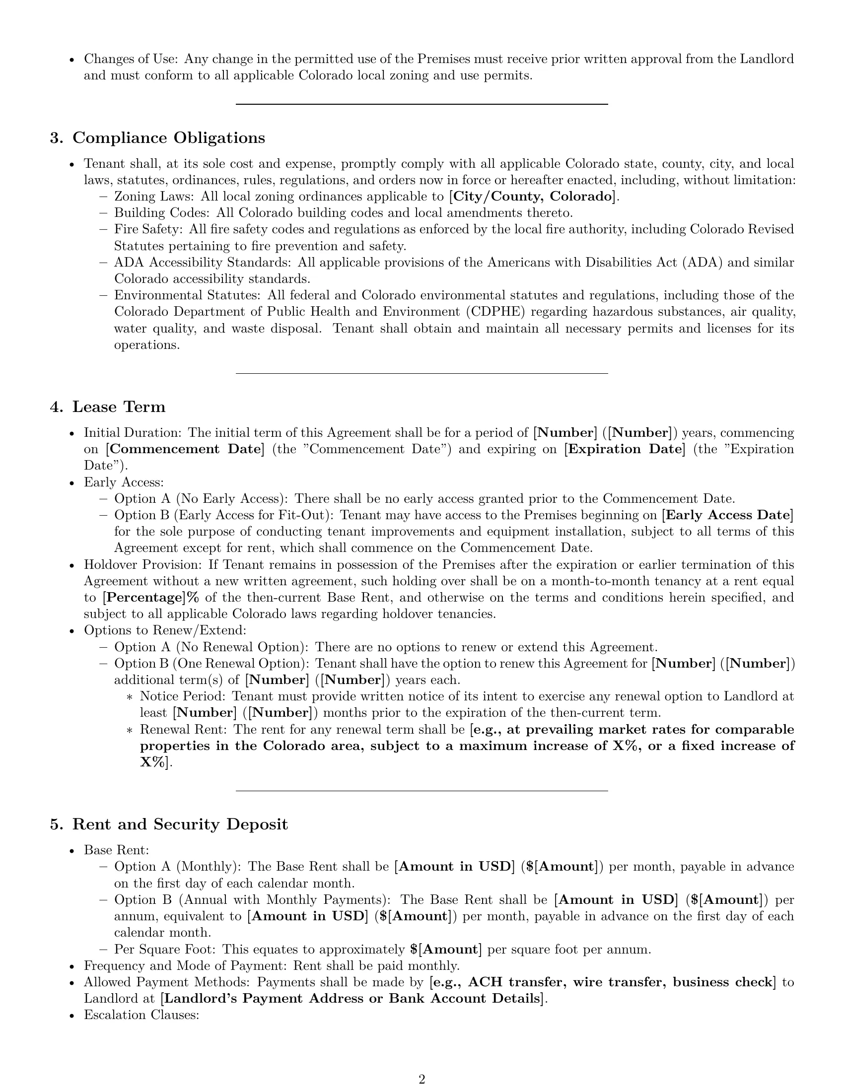 Preview page 2 of Pro Colorado warehouse lease agreement template