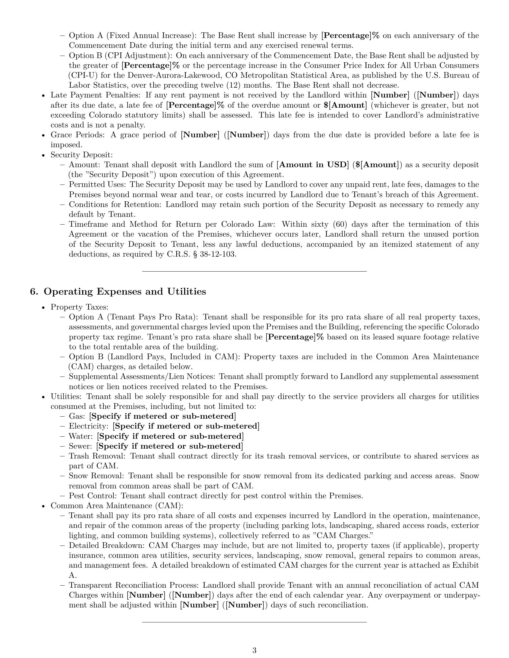 Preview page 3 of Pro Colorado warehouse lease agreement template