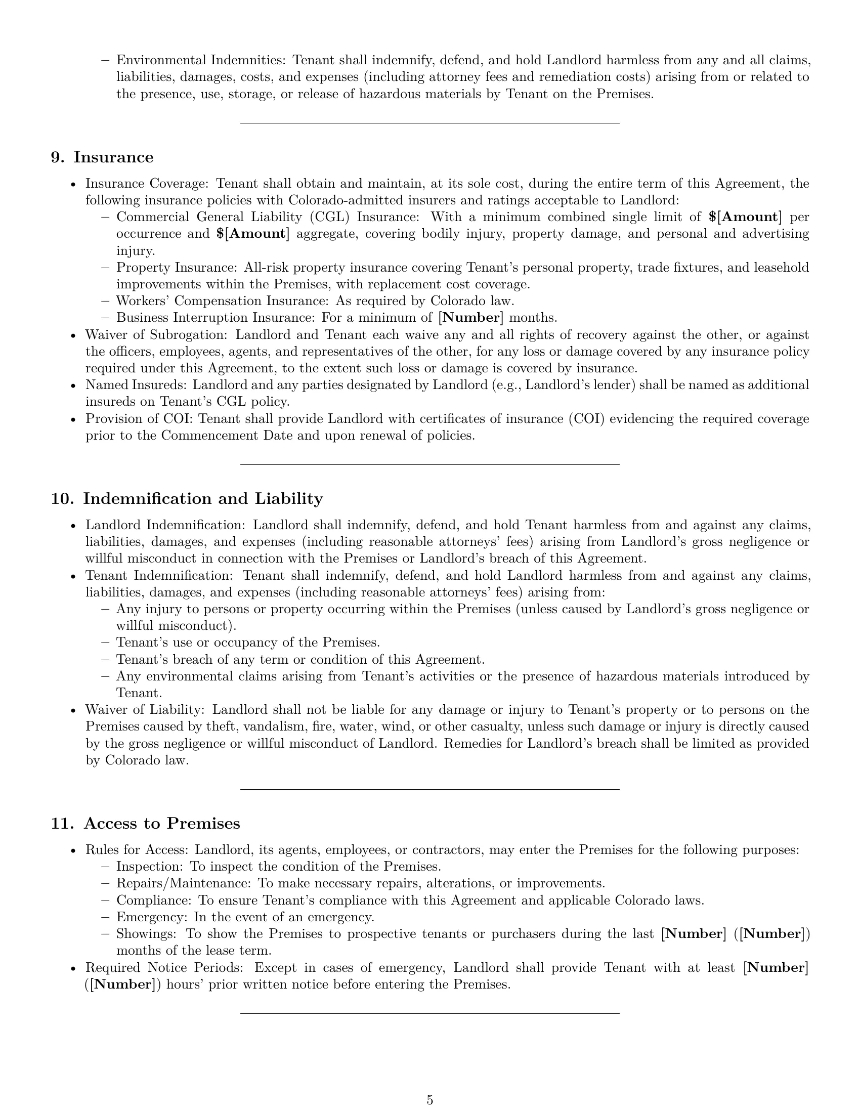 Preview page 5 of Pro Colorado warehouse lease agreement template