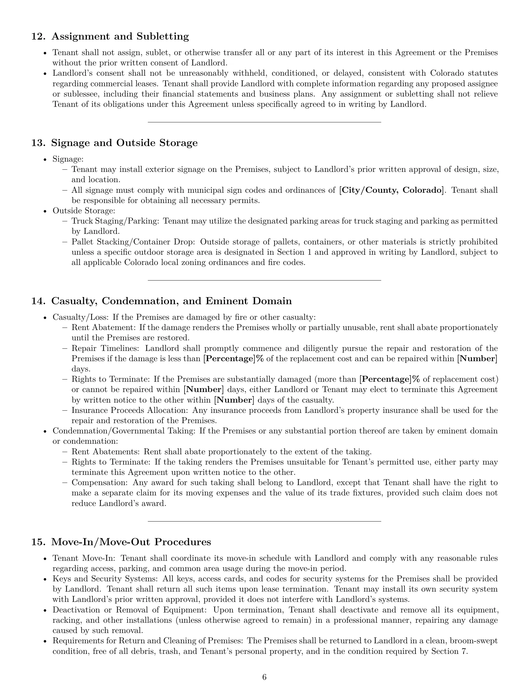 Preview page 6 of Pro Colorado warehouse lease agreement template