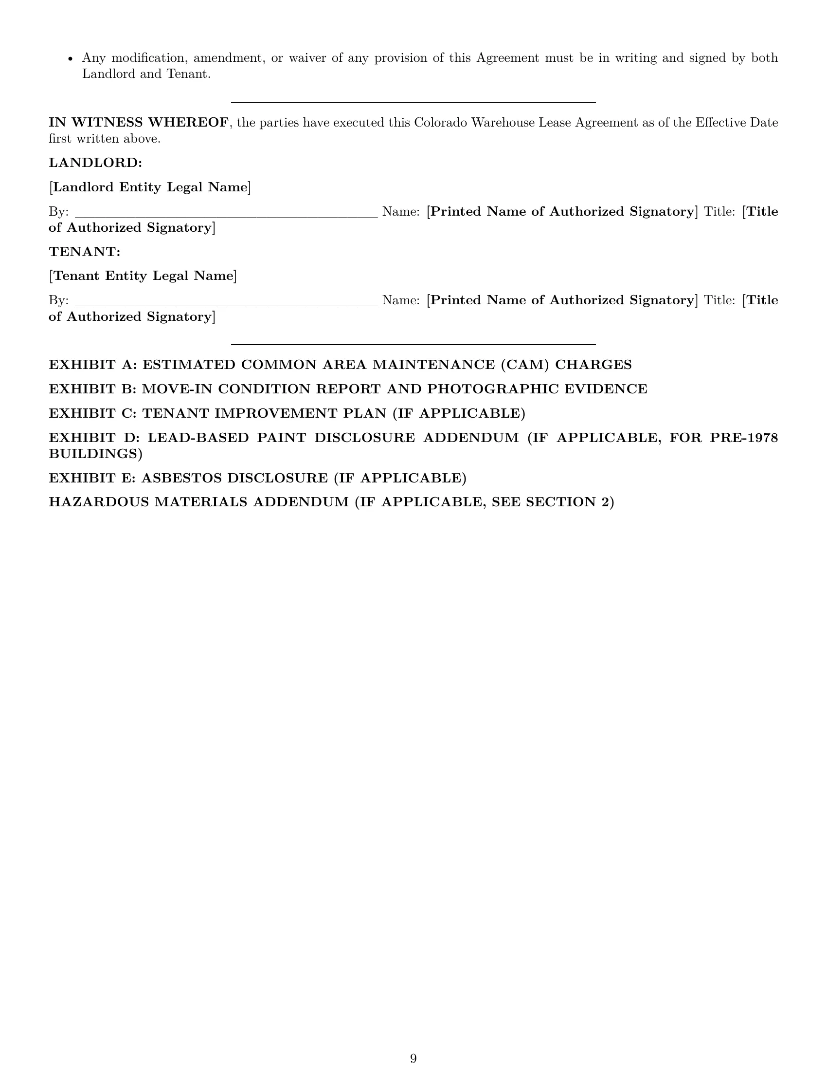 Preview page 9 of Pro Colorado warehouse lease agreement template