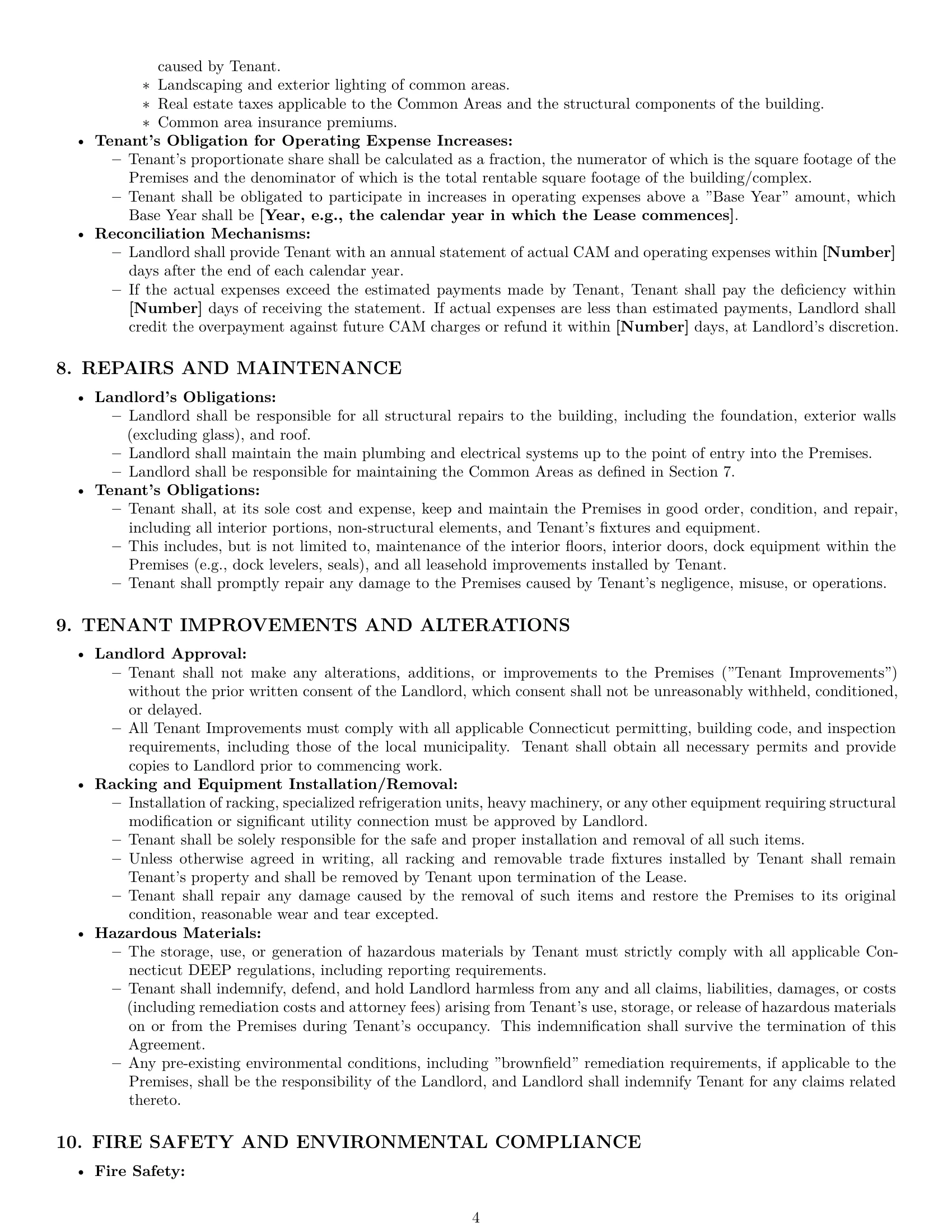 Preview page 4 of Pro Connecticut warehouse lease agreement template