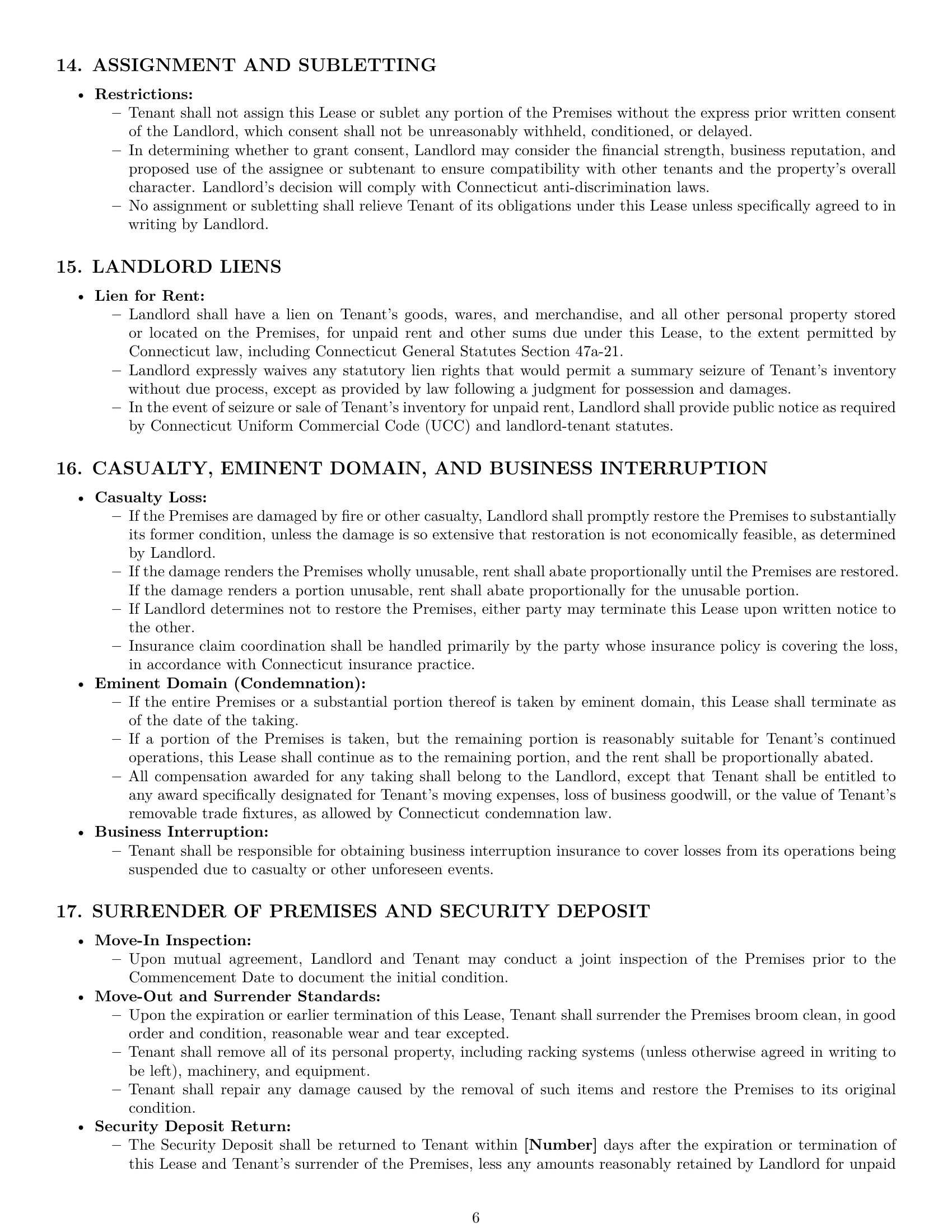 Preview page 6 of Pro Connecticut warehouse lease agreement template